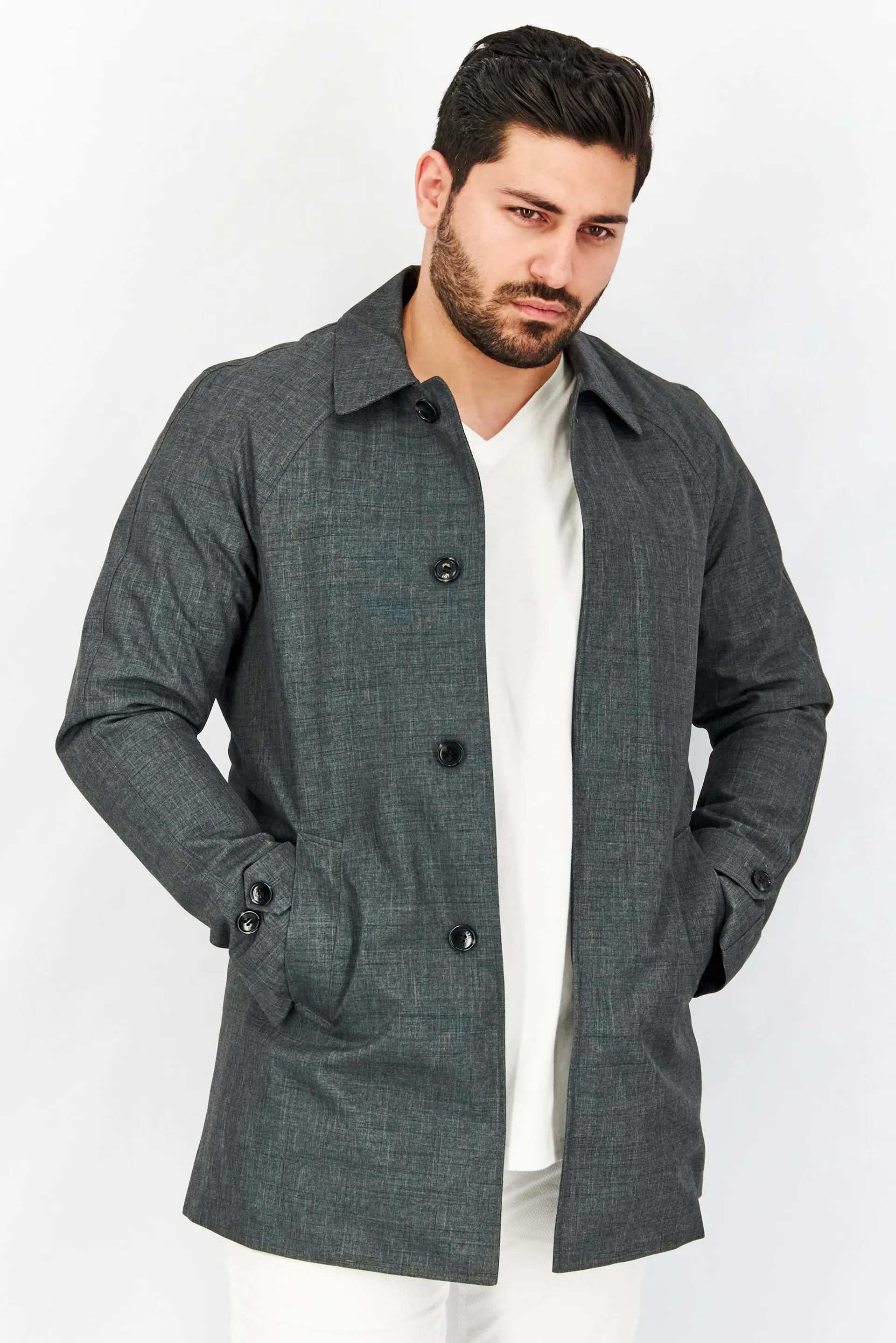 Men Slim Fit Heather Suit Jacket, Charcoal