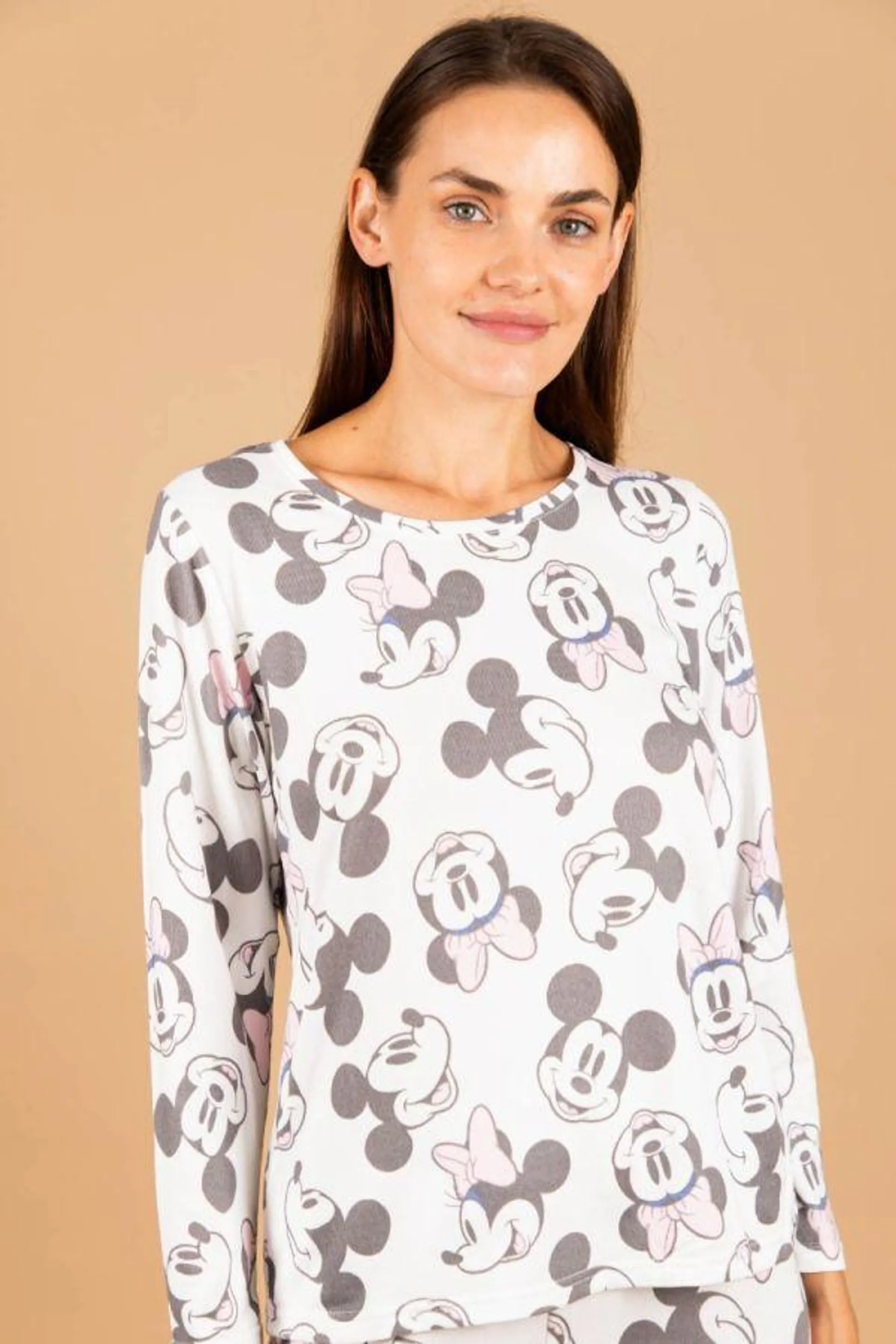 Ladies White Mickey Minnie Head Mix & Match Top