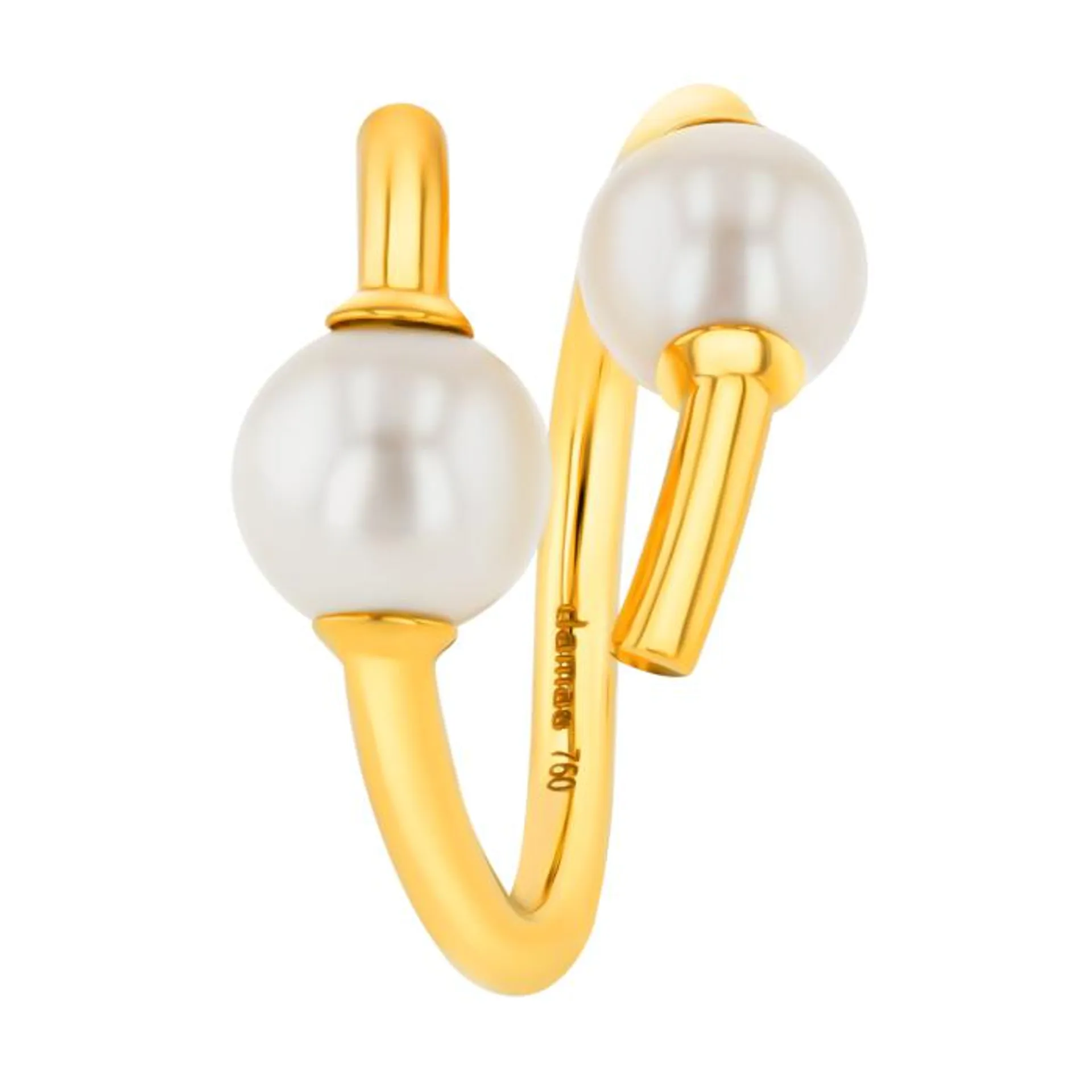 Kiku Glow Open Ring in 18K Yellow Gold With Two Freshwater Pearls