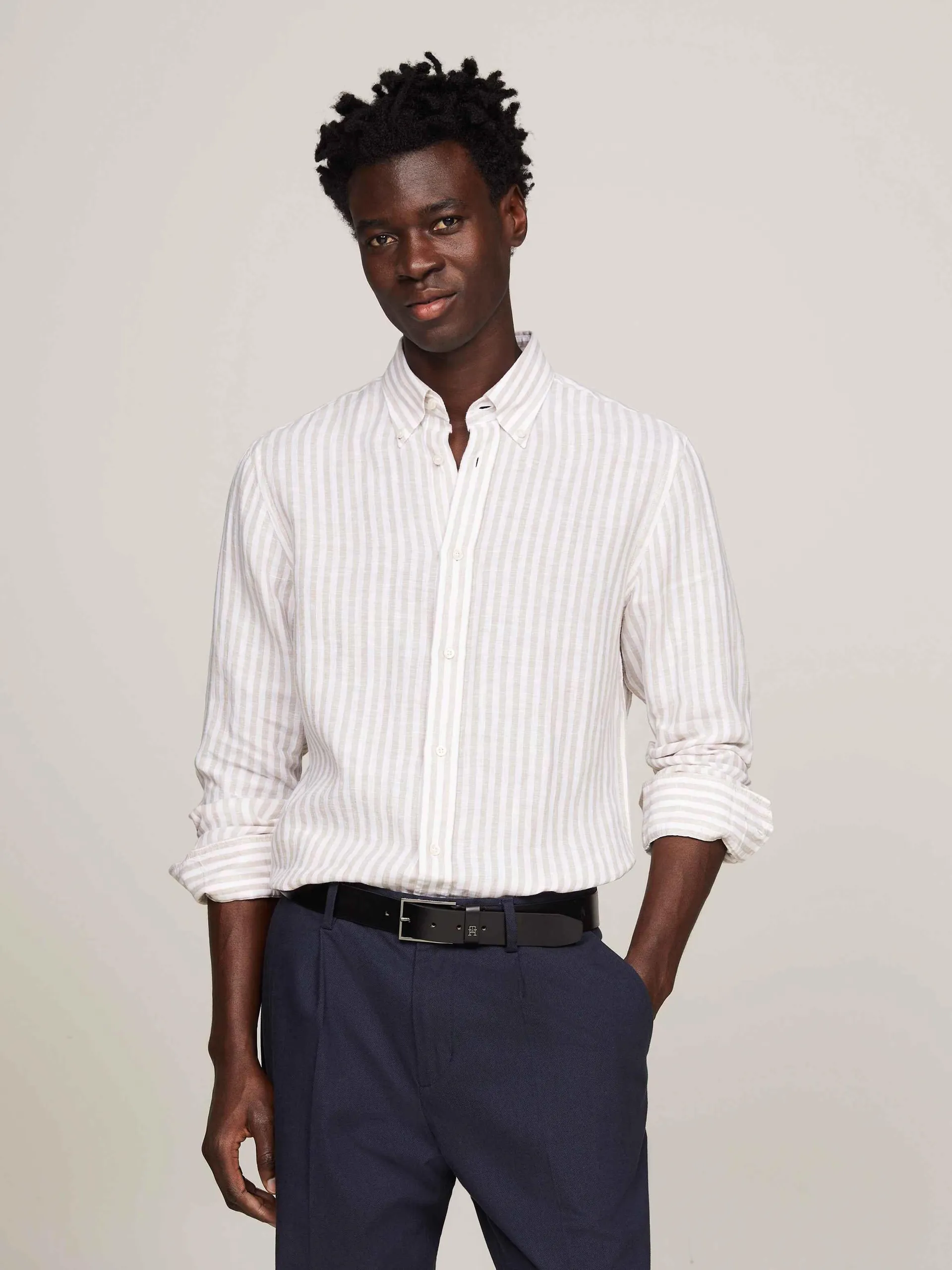 Linen Stripe Regular Fit Shirt