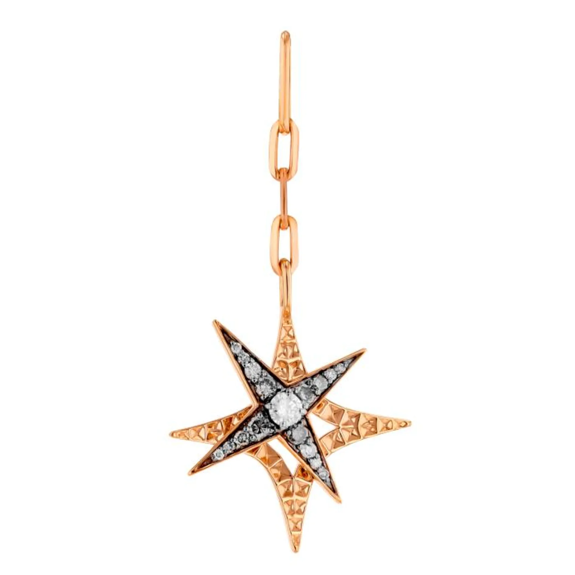 STAR Drop Earrings in 18K Rose Gold and Studded with Brown Diamonds