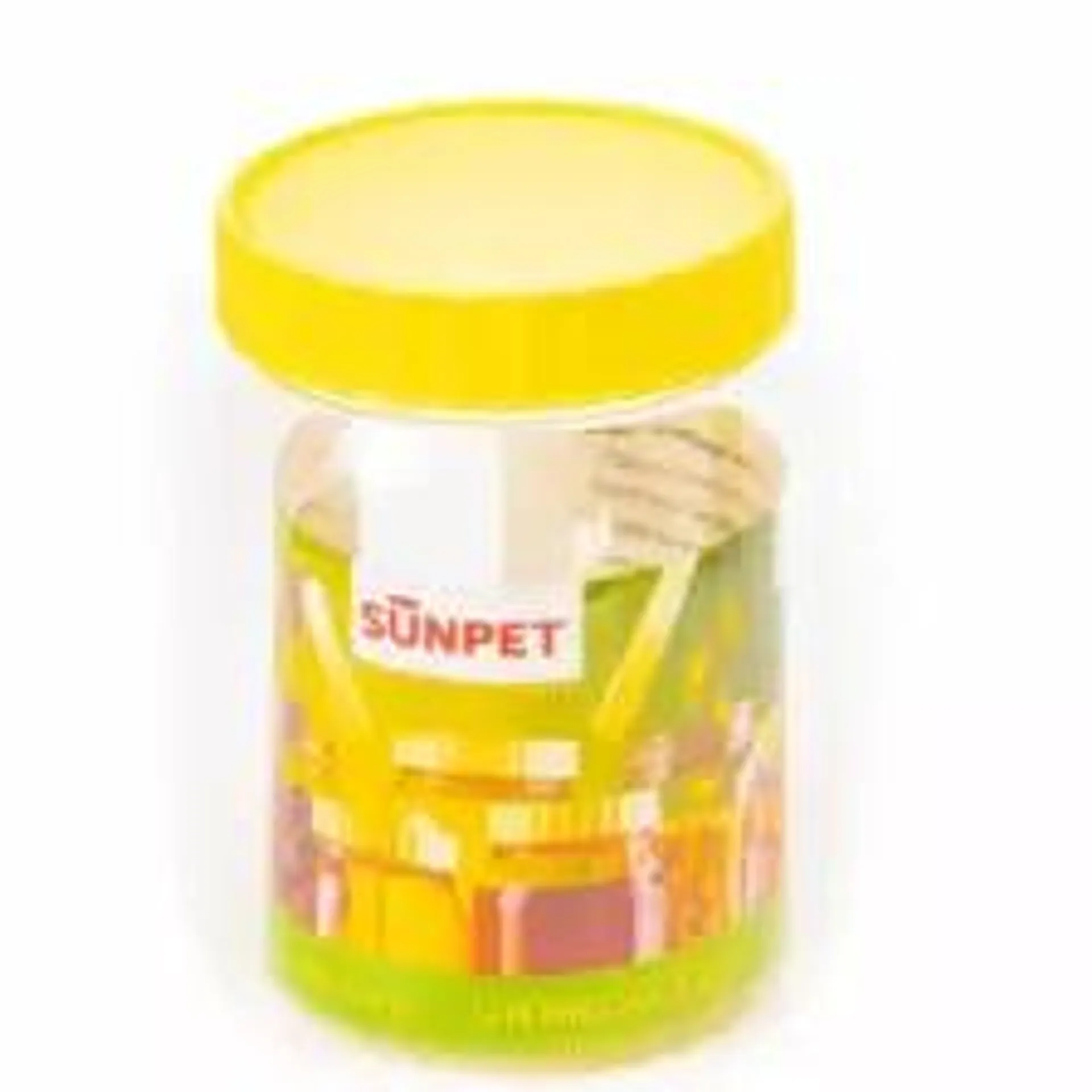 Sunpet Plastic Round Food Container Transparent with Yellow Cover, Capacity 500ml