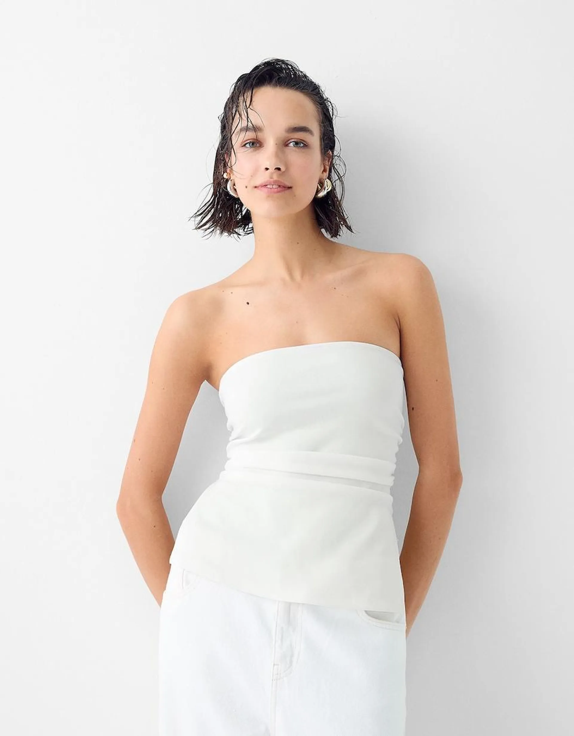 Ponte di Roma knit bandeau top with gathered detail