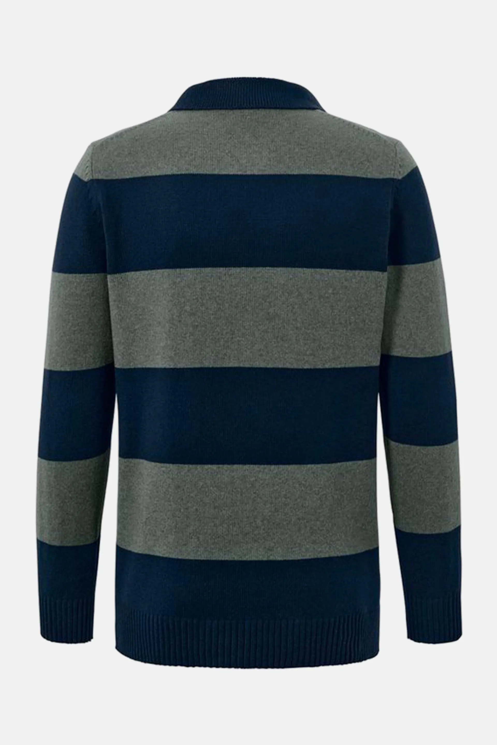 Men Spread Collar Knitted Rugby Polo Sweater, Green/Navy