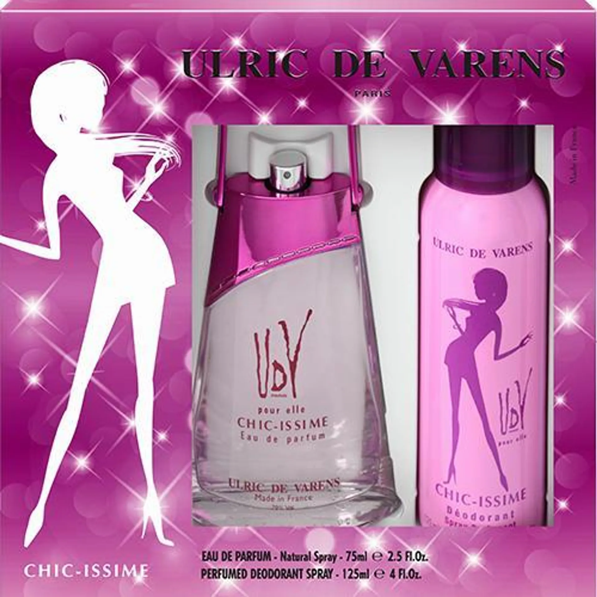 Ulric De Varens Chic-issime Eau De Parfum 75ML + Deo 125ML Lady Spray