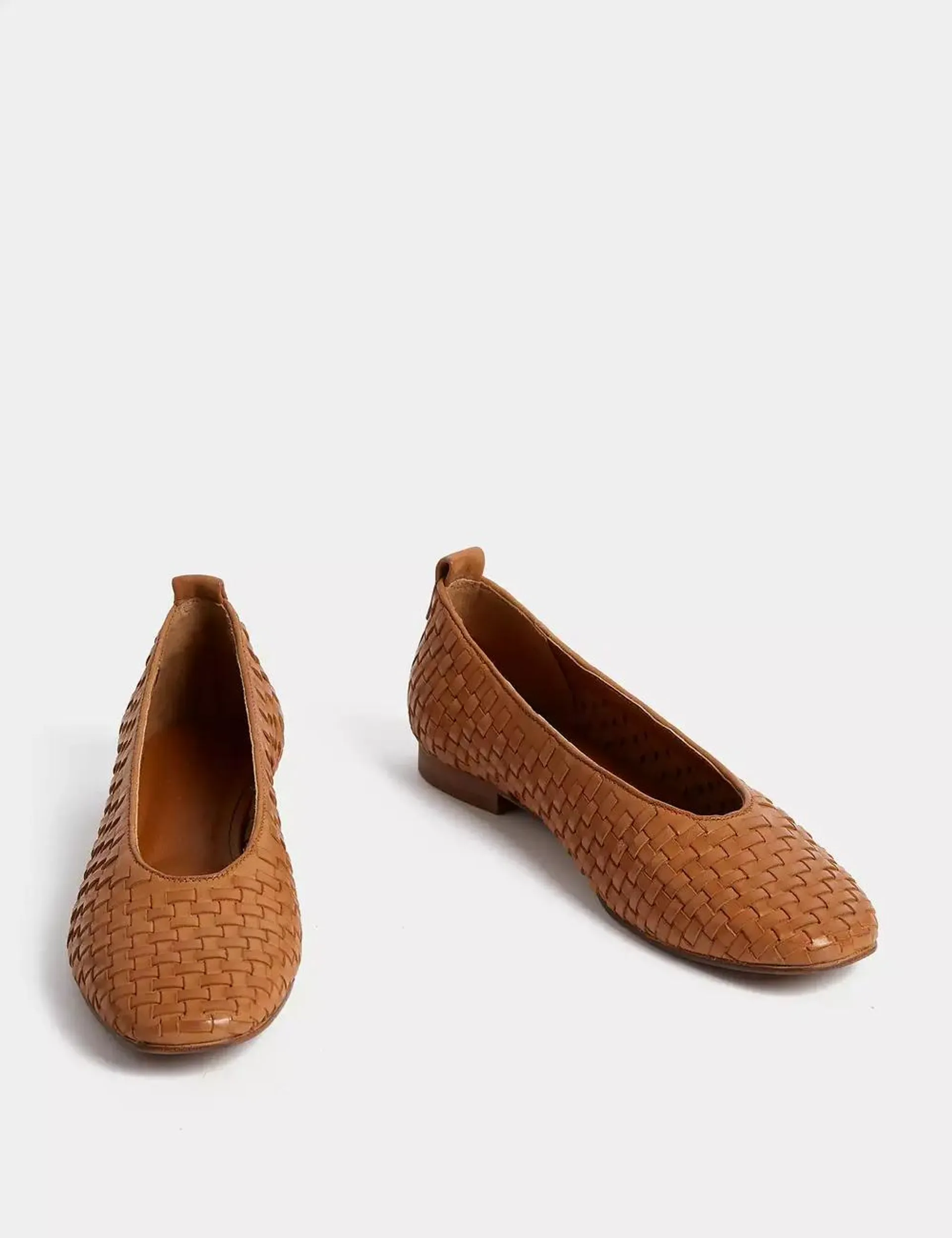 Leather Woven Flat Ballet Pumps