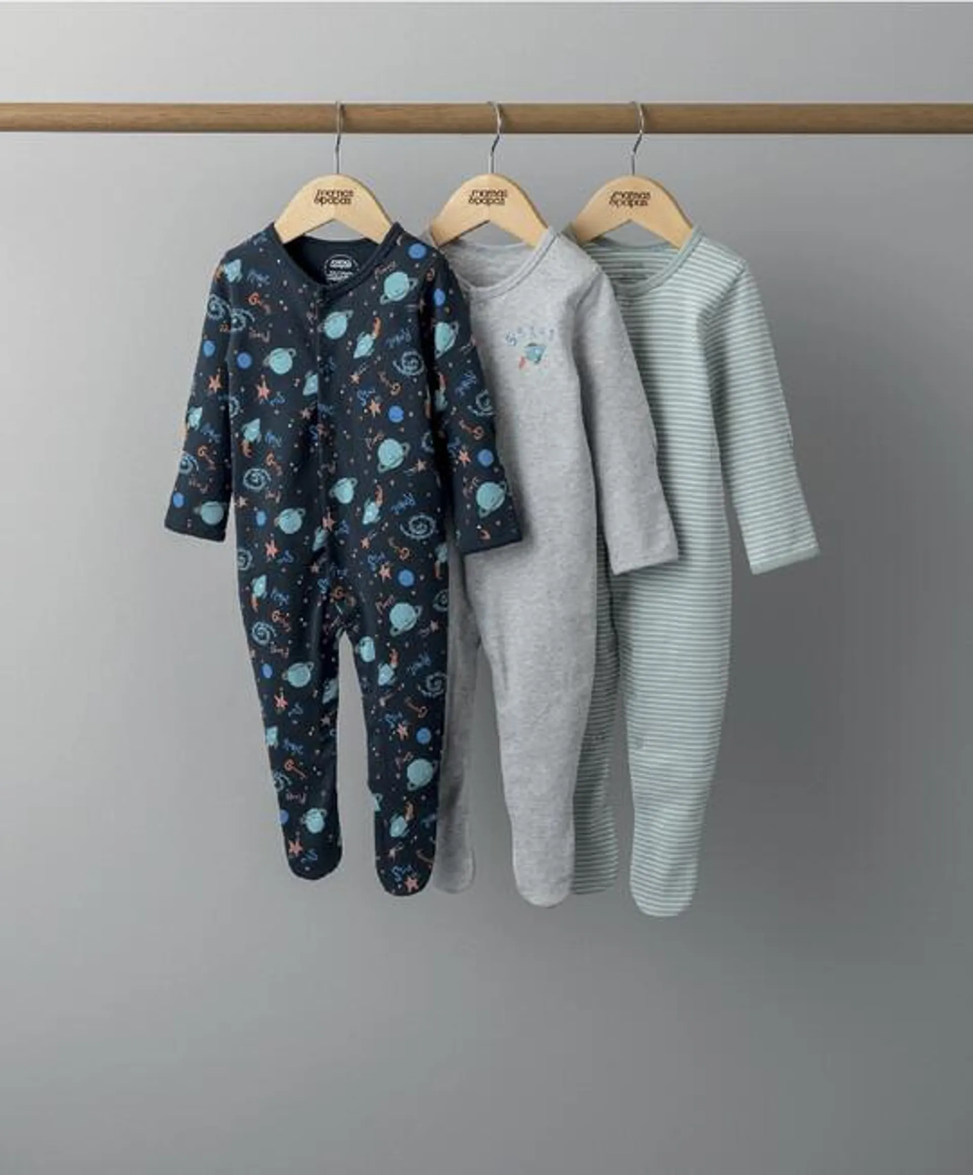 3 Pack ABC Blast Off Sleepsuits