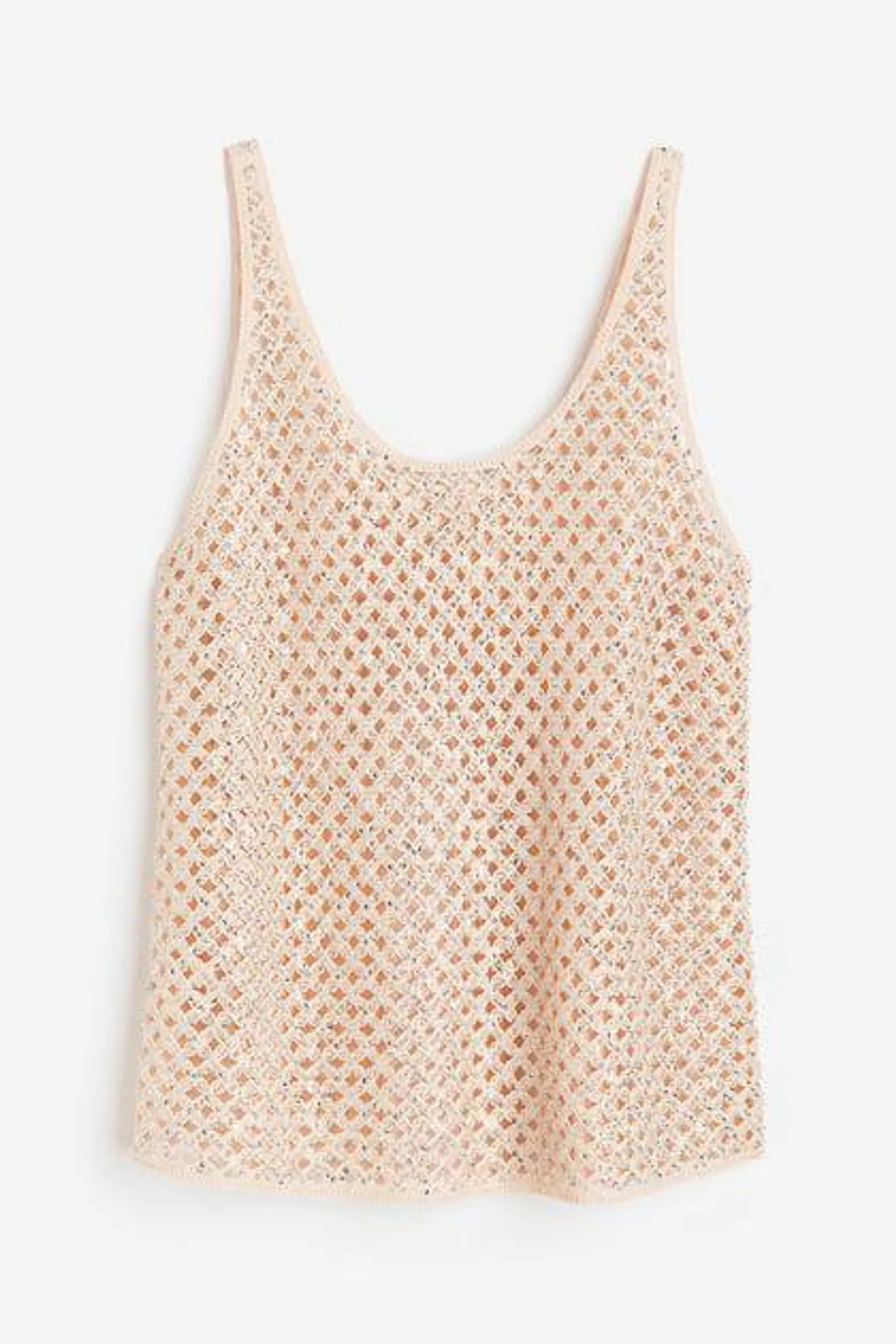 Sequined hole-knit vest top