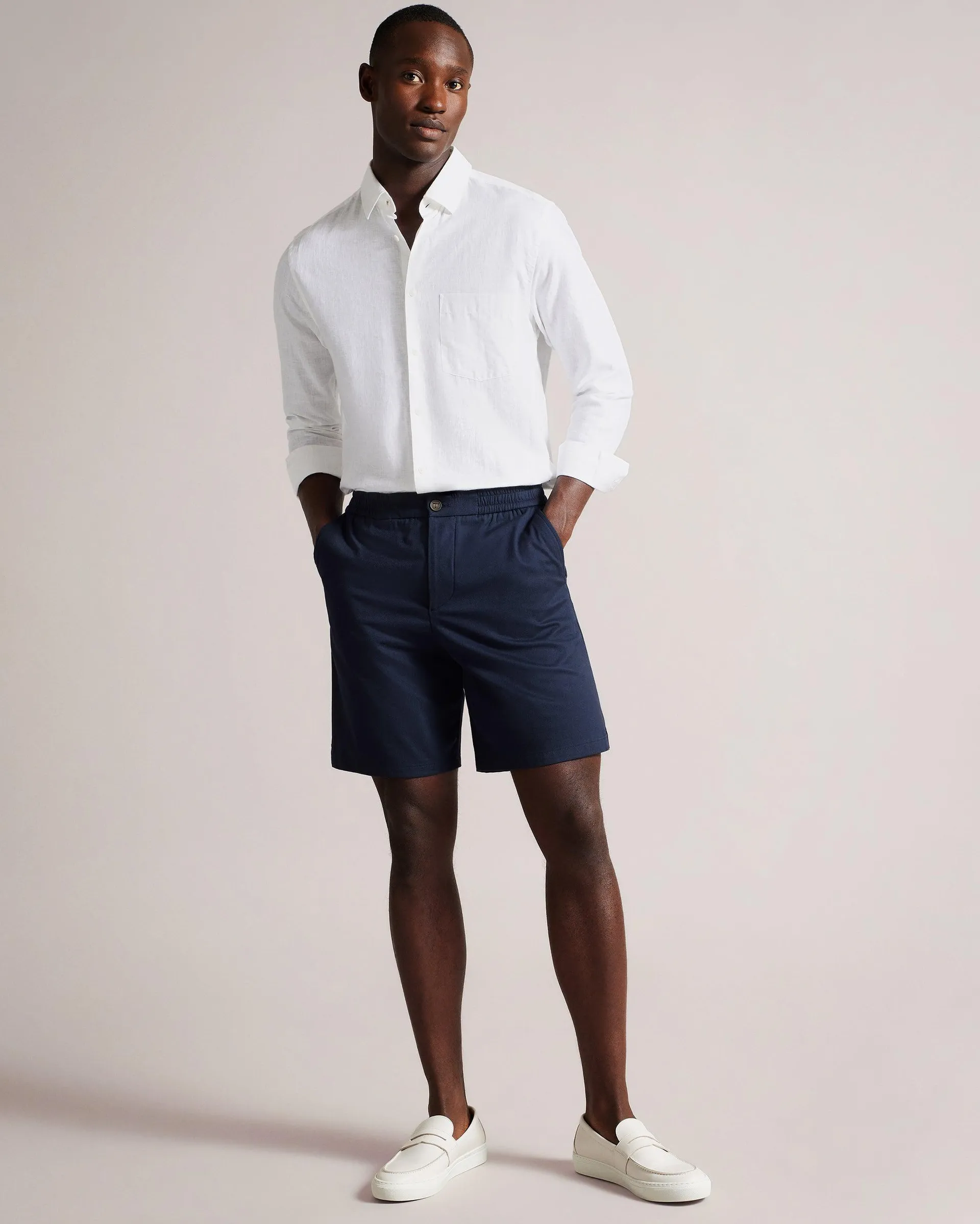 Long Sleeve Linen Blend Shirt