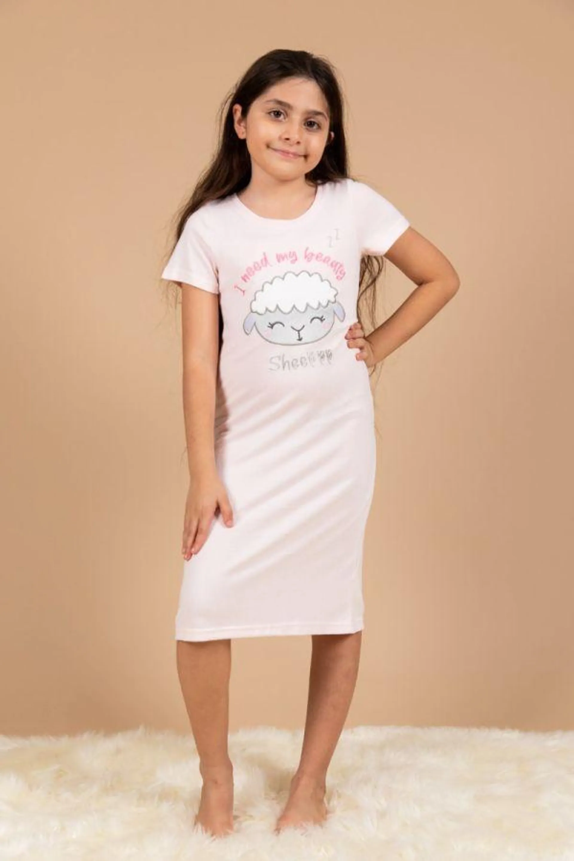 Girls Pink Sheep Nightdress