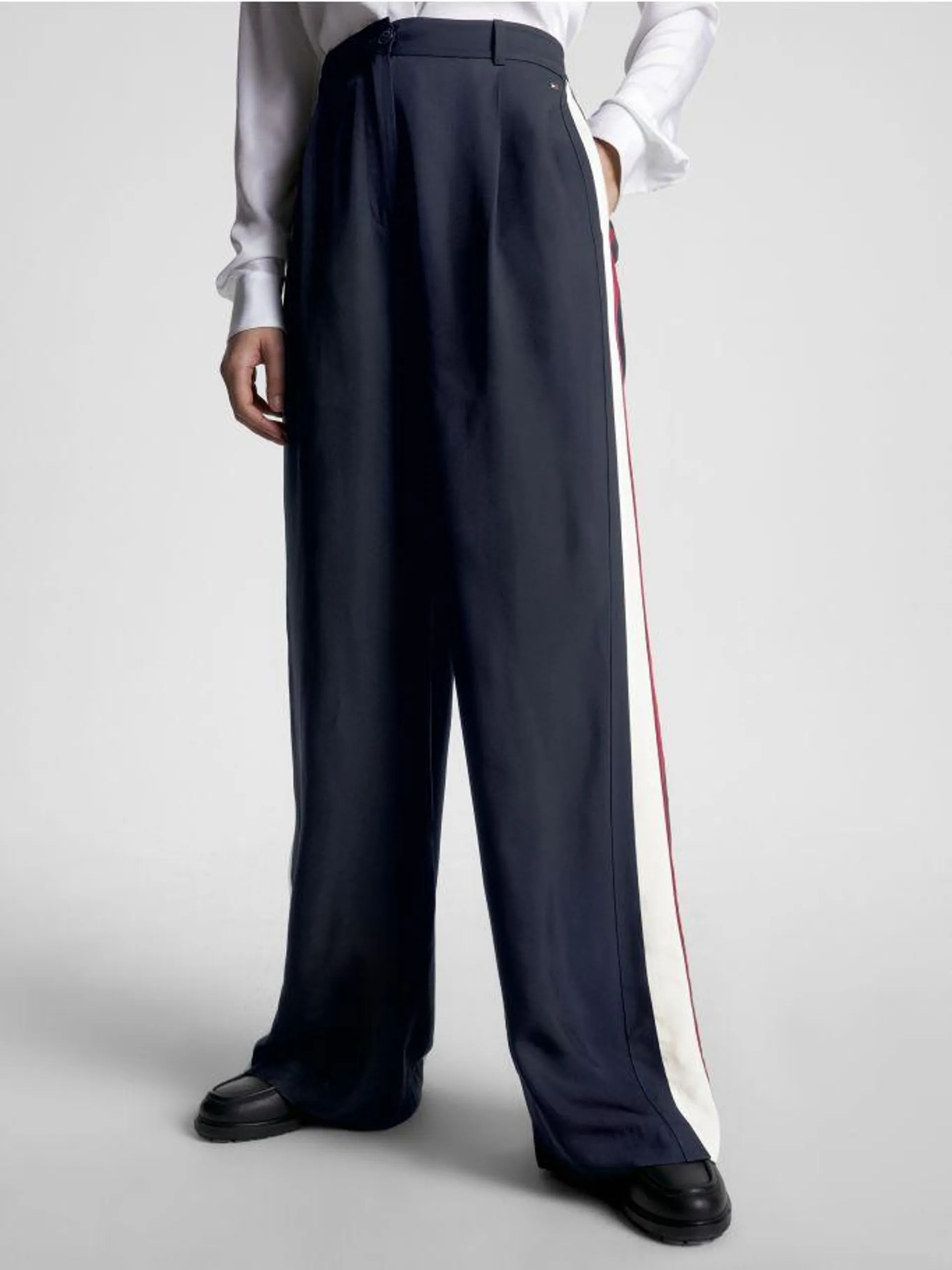 Global Stripe Wide Leg Flared Trousers