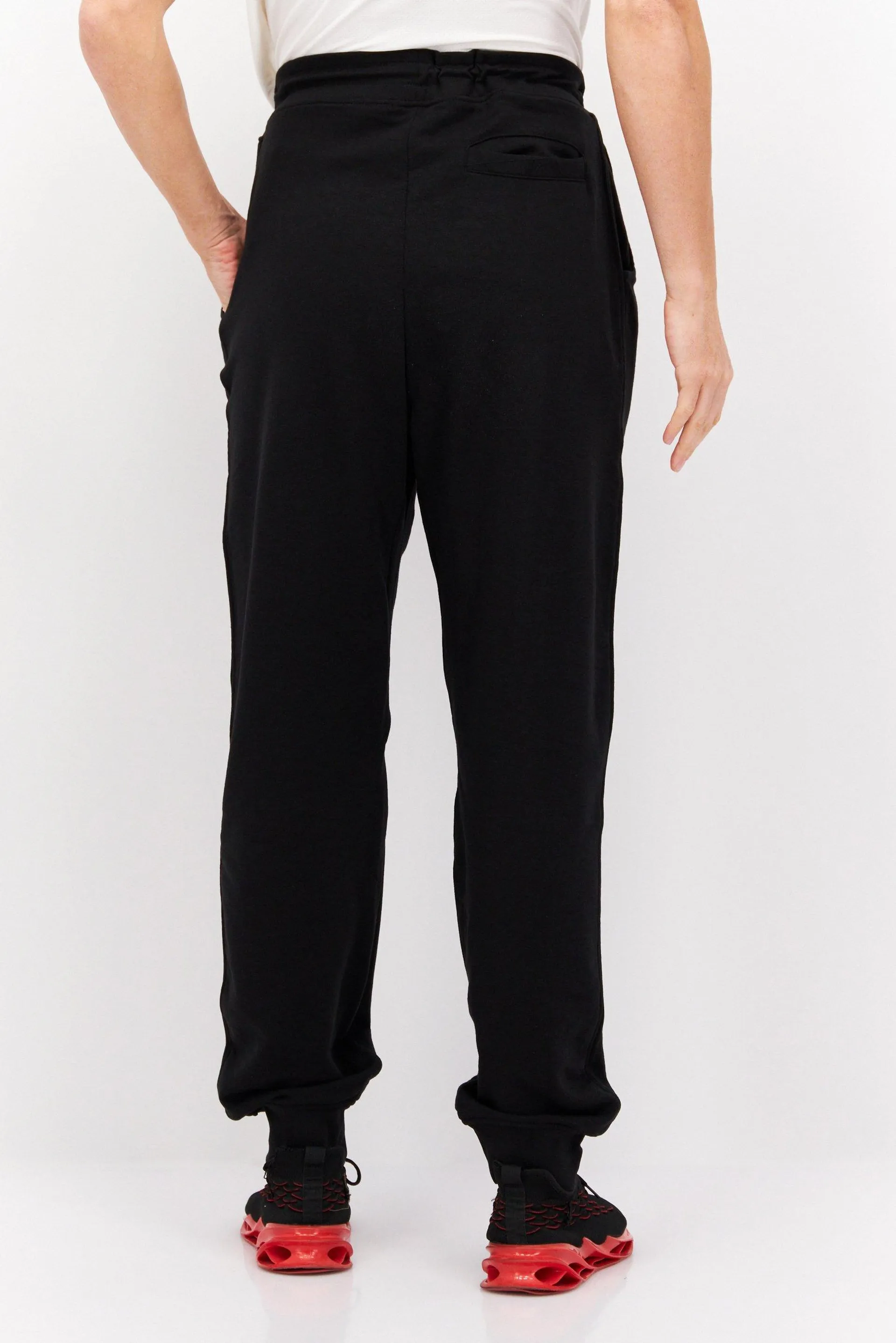 Men Regular Fit Embroidered Logo Jogger Pants, Black