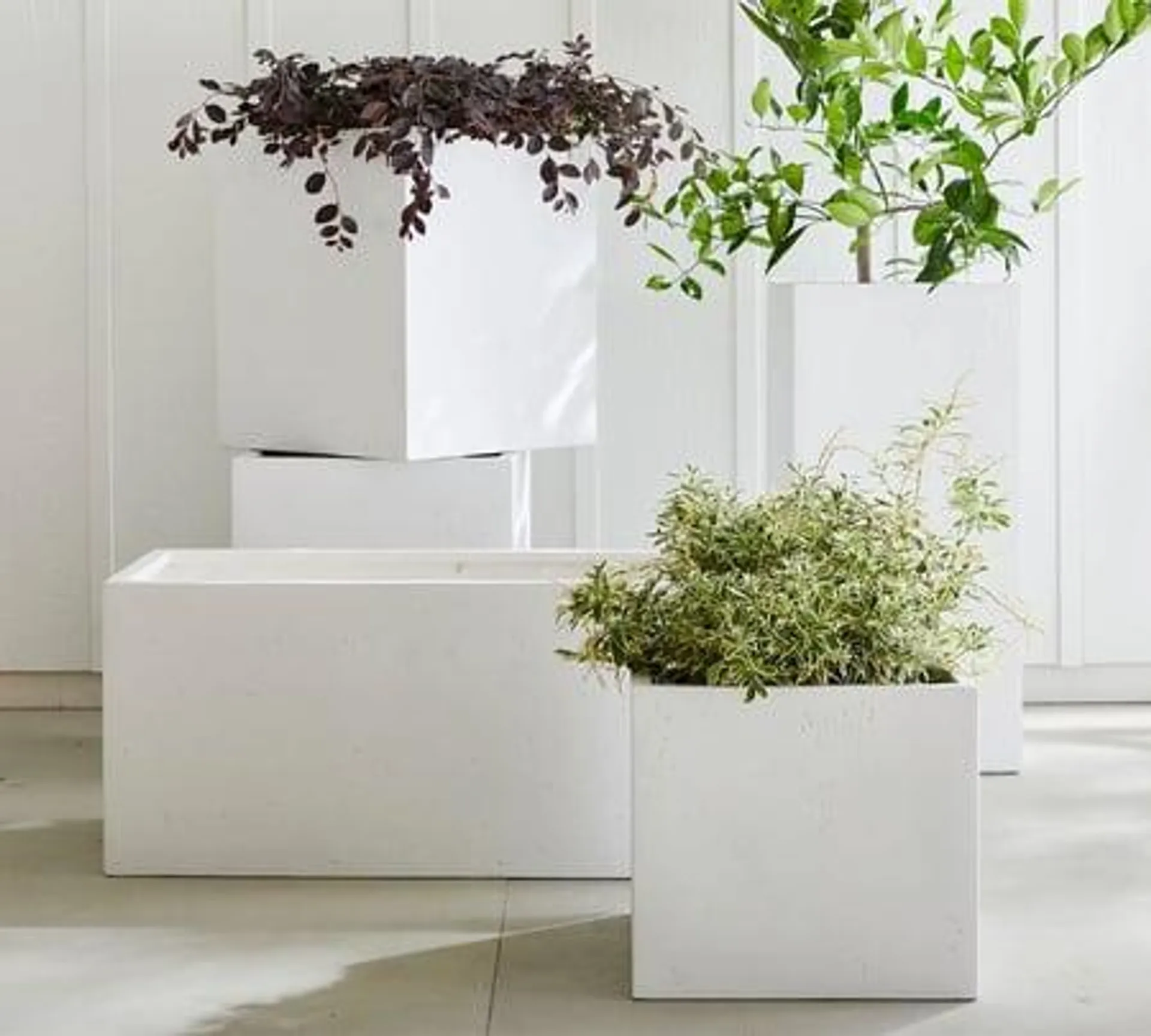 Mission Square Planters - White
