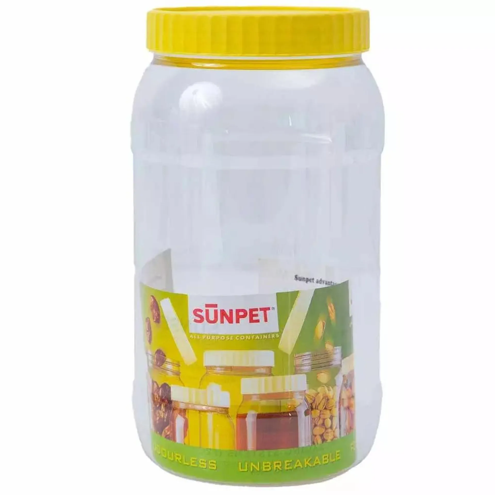 Sunpet Large Yellow Top Plastic Food Storage 4000ml; Sunpet Round Spice Jar