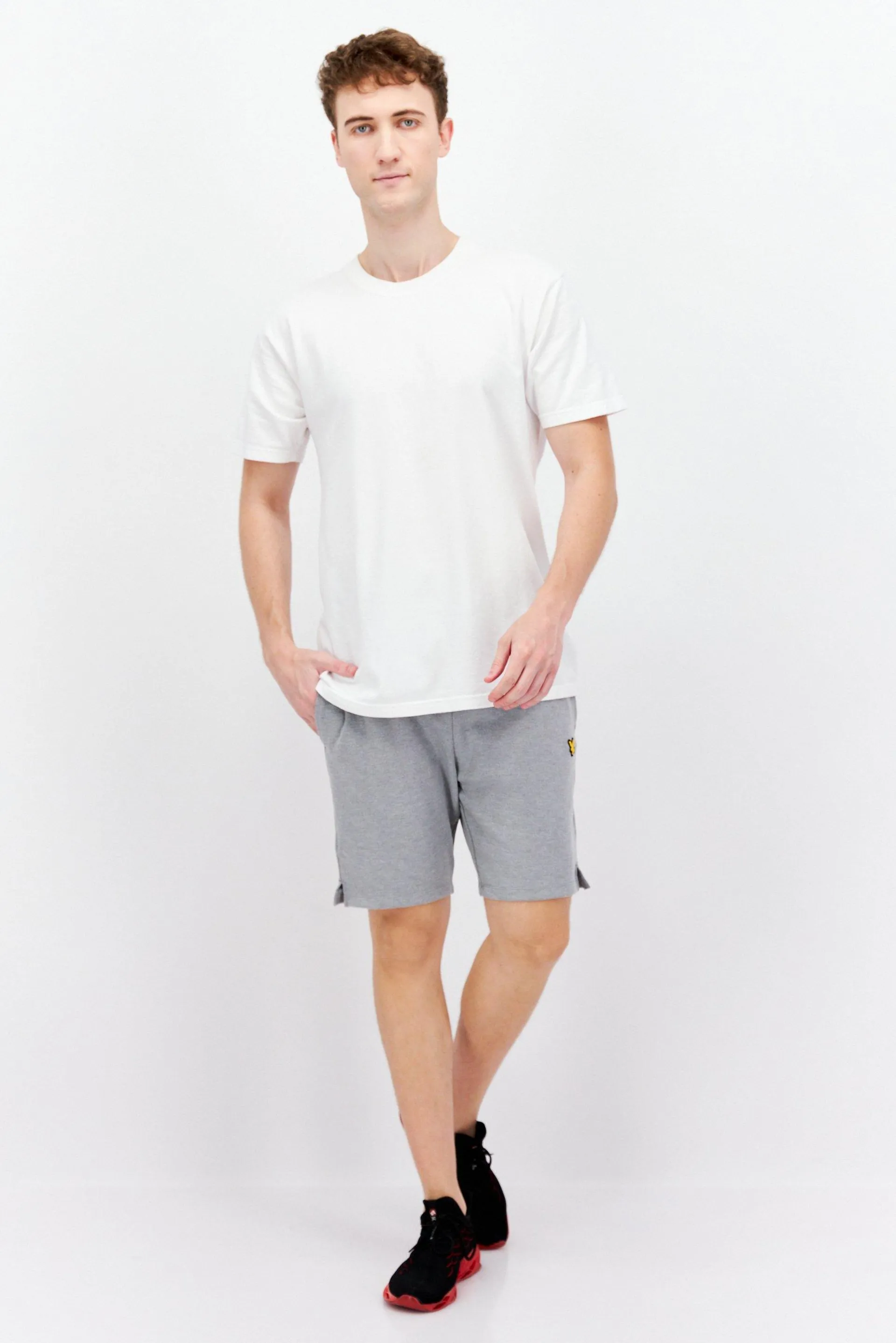 Men Regular Fit Brand Logo Shorts, Grey