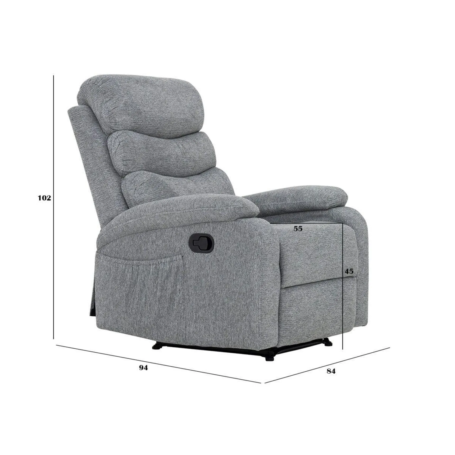 Zoy Manual Recliner – Grey