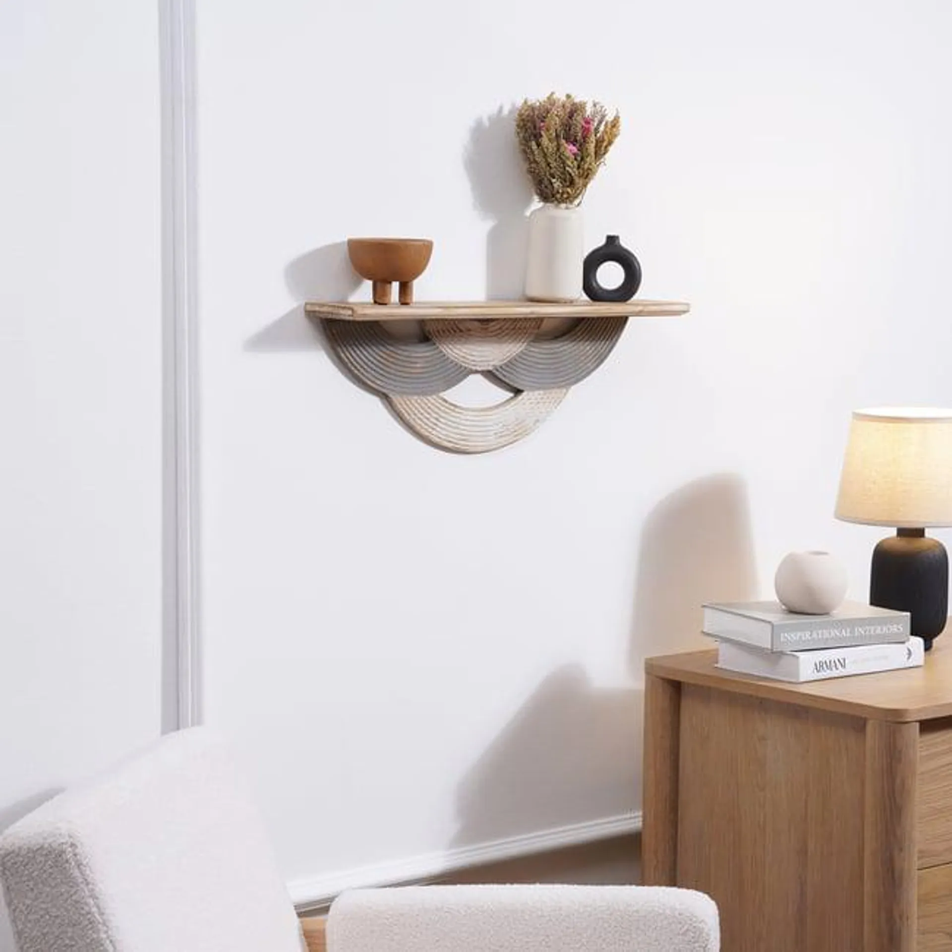 faroe wood wall shelf 64.8x22.2x10.8cm- multicolor