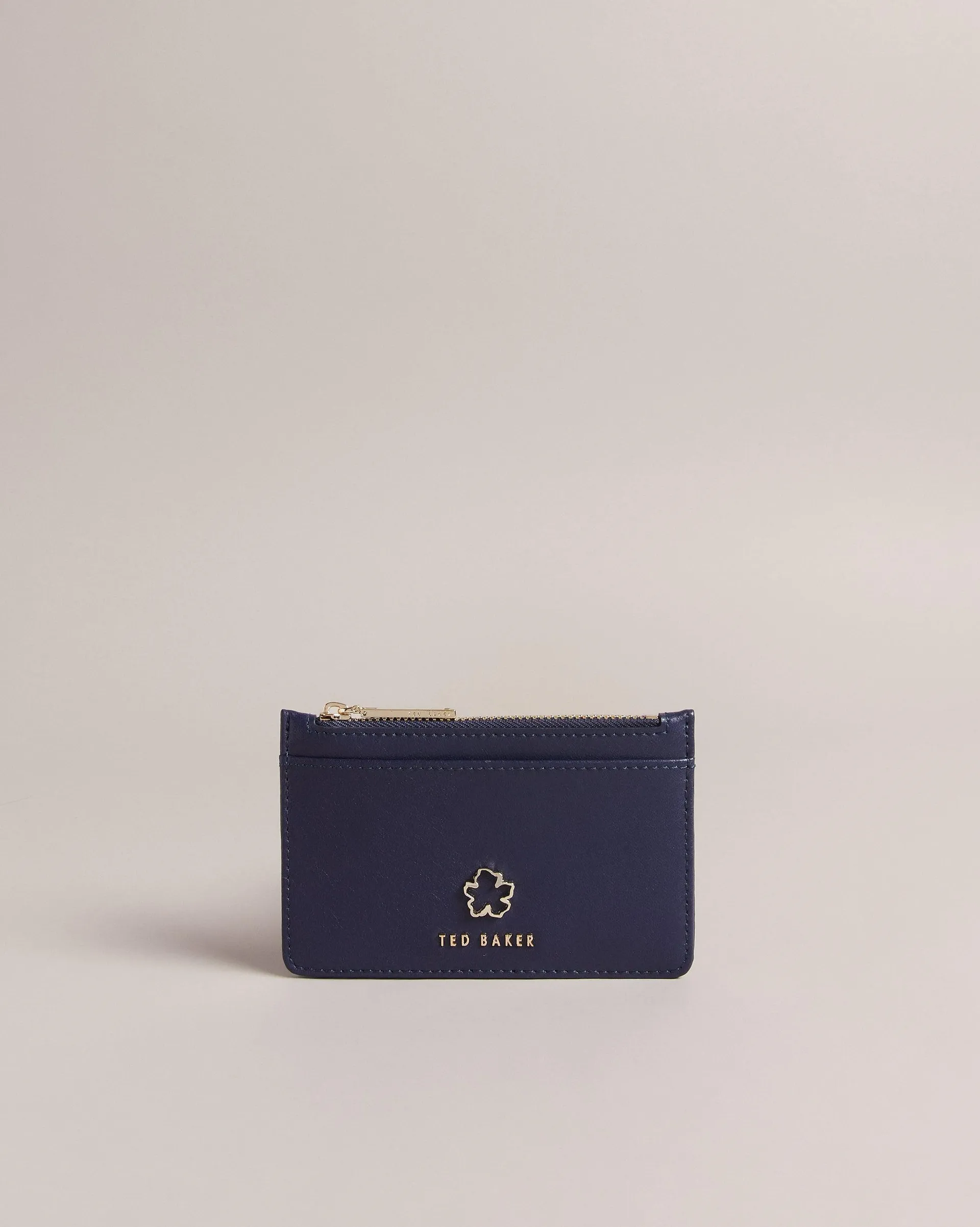 Flower Eyelet Zip Card Holder