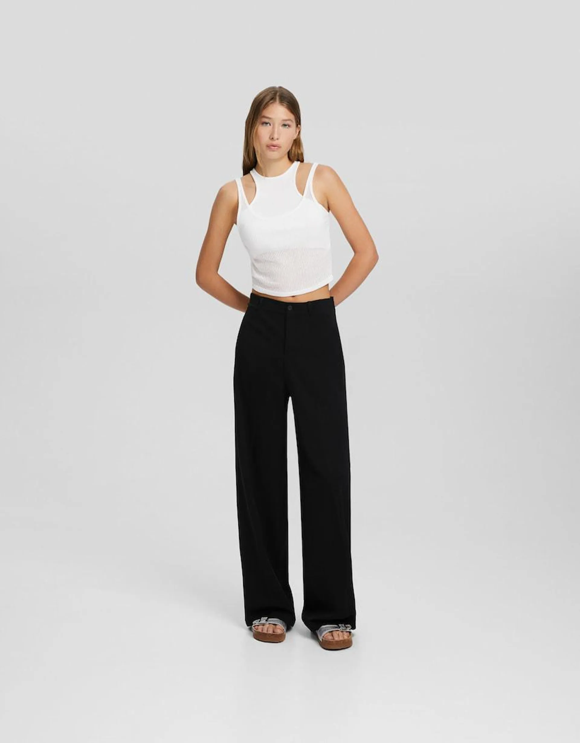 Wide-leg tailoring trousers