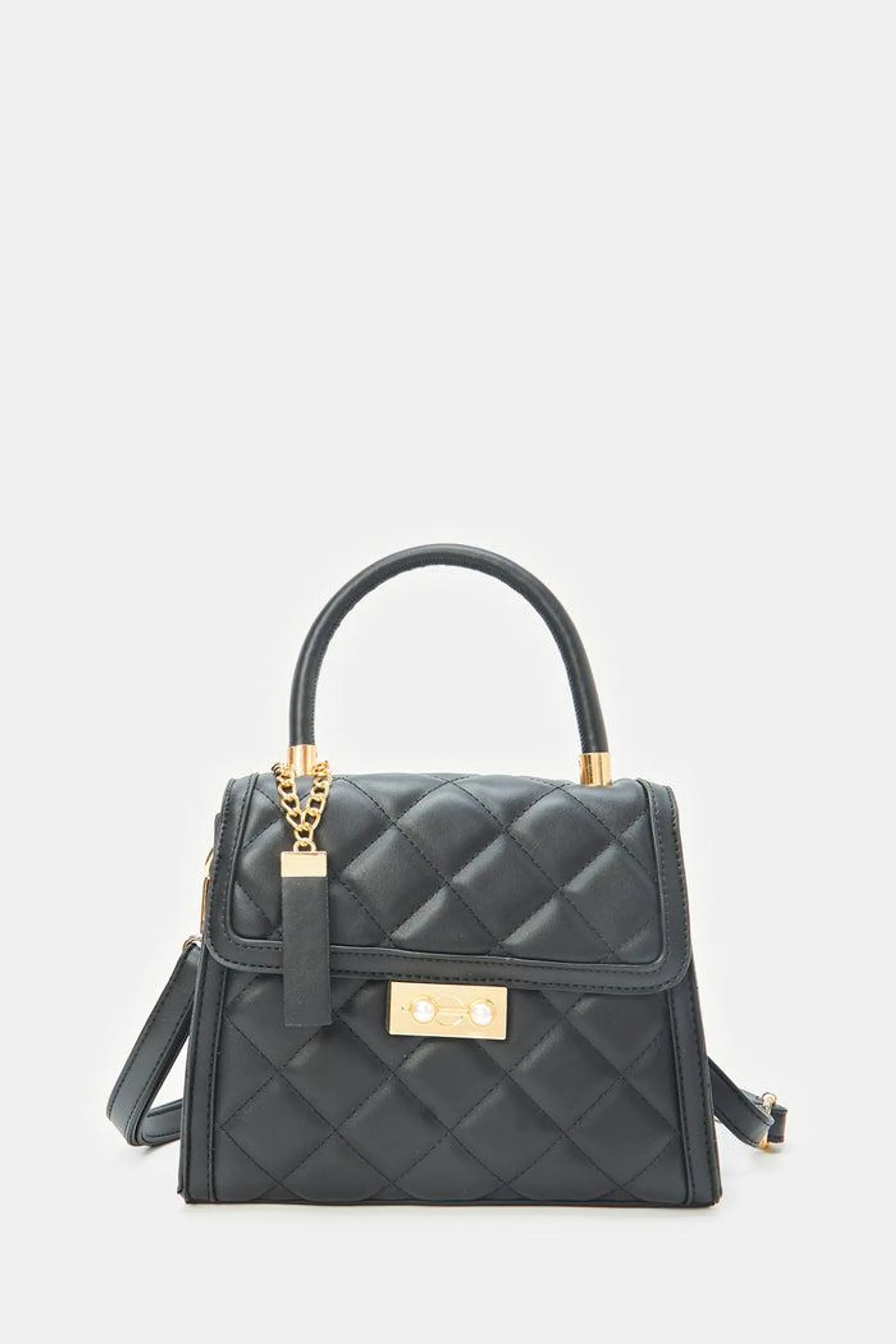 Women Black Quilted Day Bag