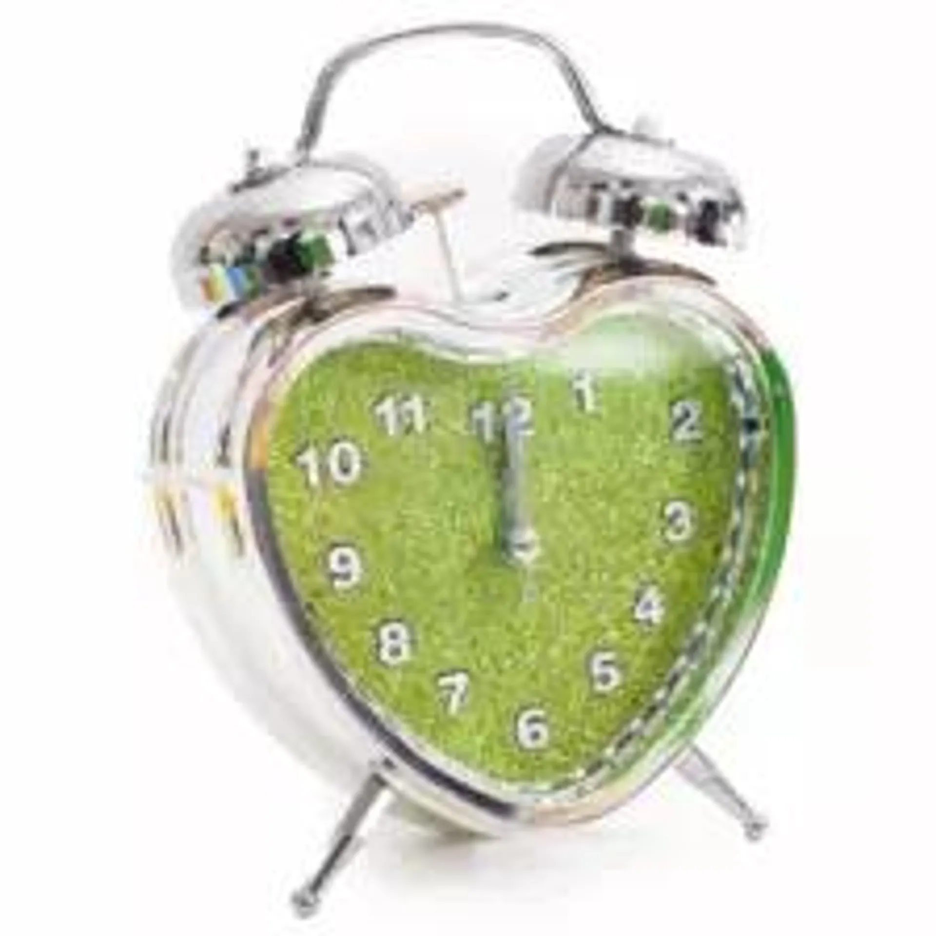 Heart Shape Alarm Clock, Twin Bell Alarm Clock Alarm Clock Multipurpose Creative Heart Shape Table Clock_Green