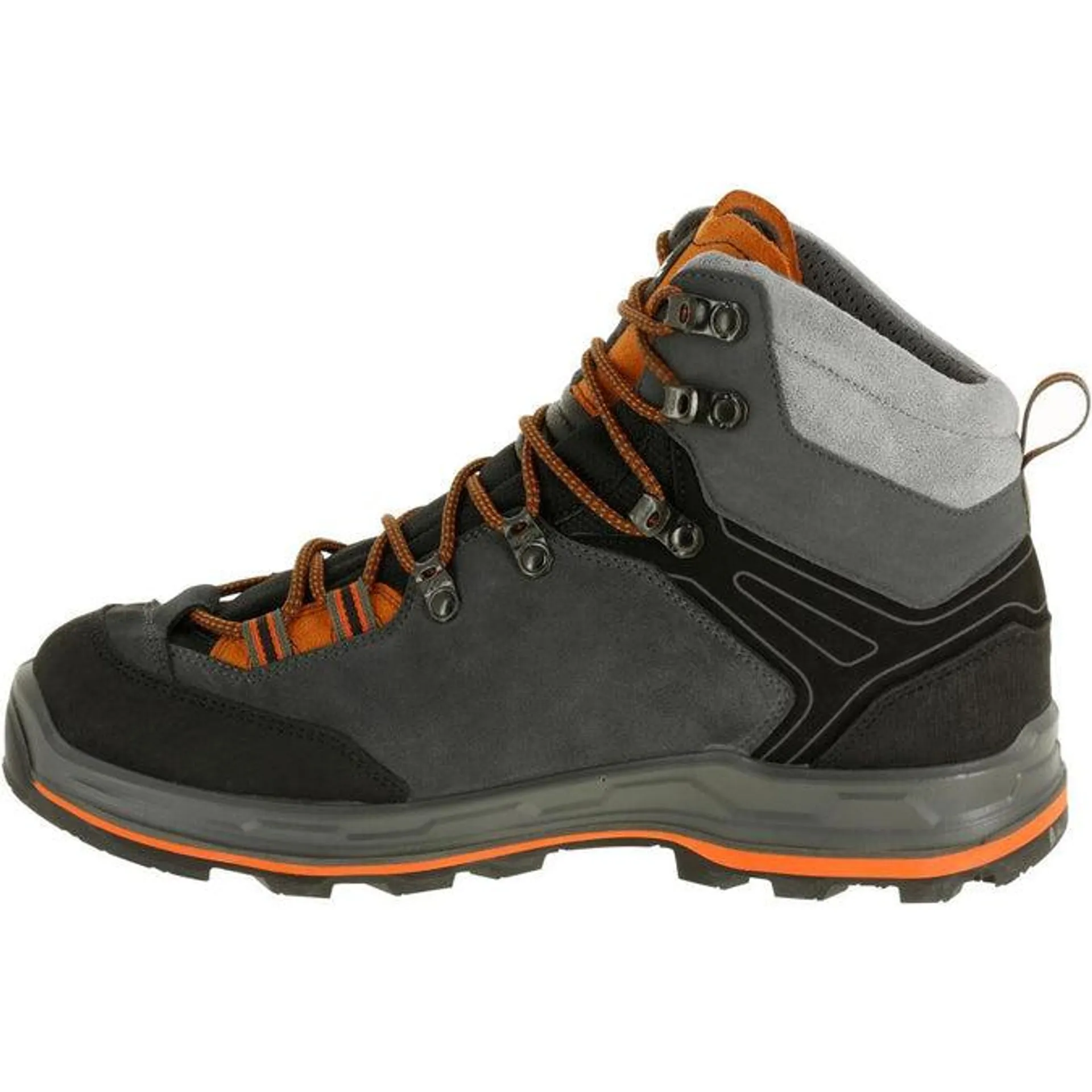 MEN'S WATERPROOF LEATHER HIGH TREKKING BOOTS - MT100 - SHARK