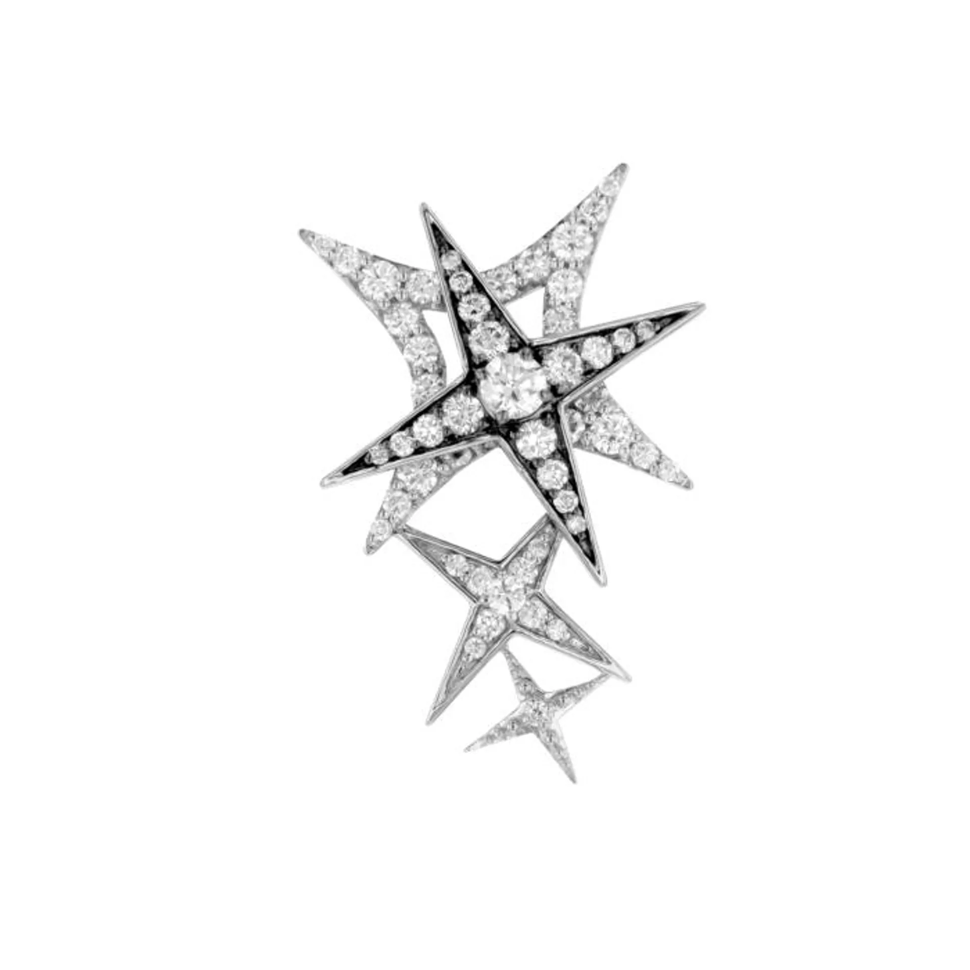 STAR Stud Earrings in 18K White Gold and Studded with White Diamonds