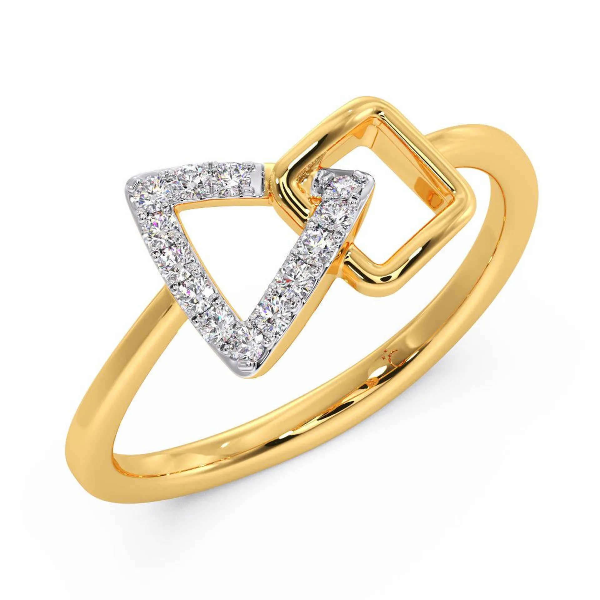 Geometric Lock Diamond Ring