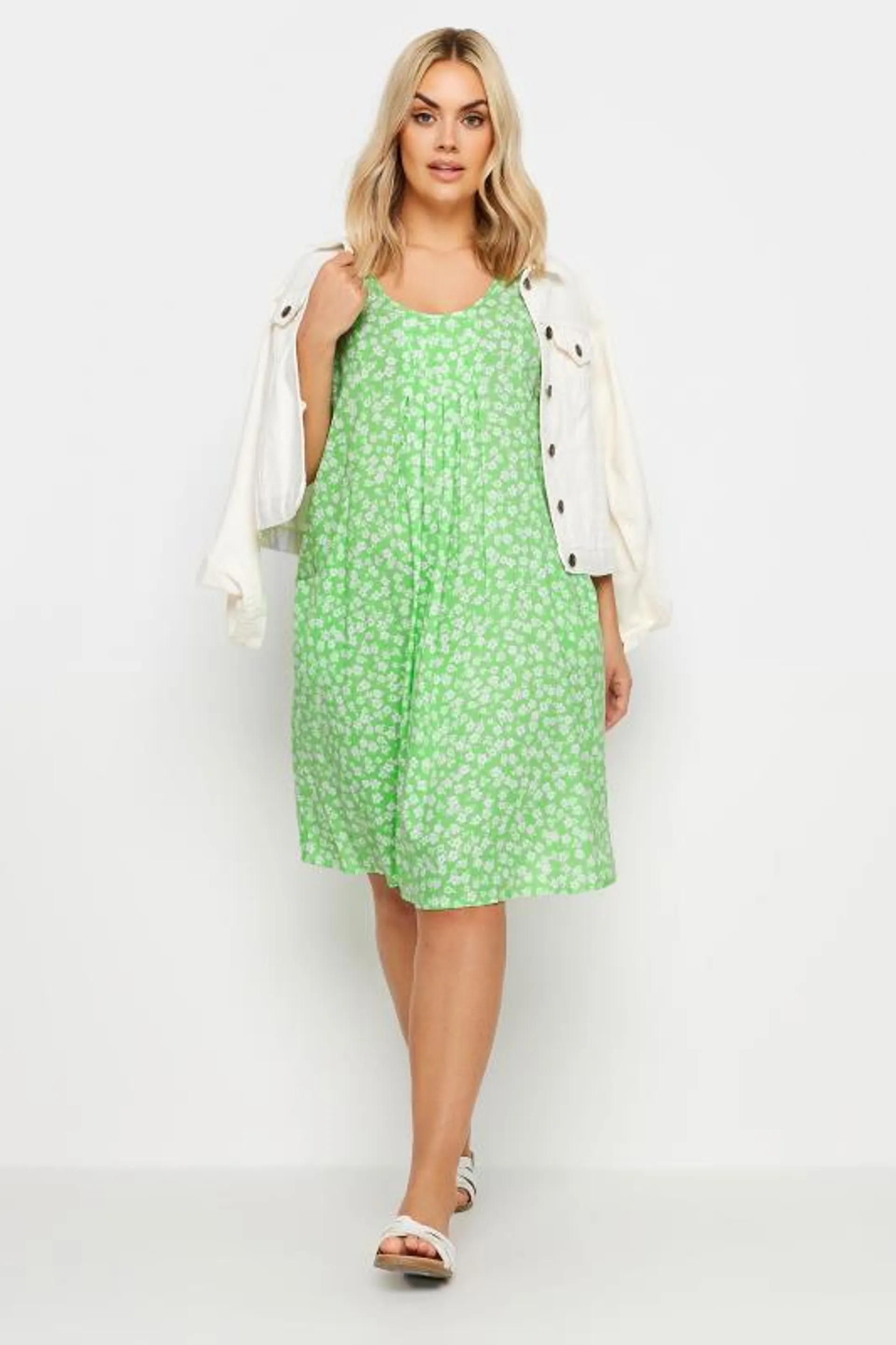 YOURS Curve Green Floral Ditsy Pocket Dress