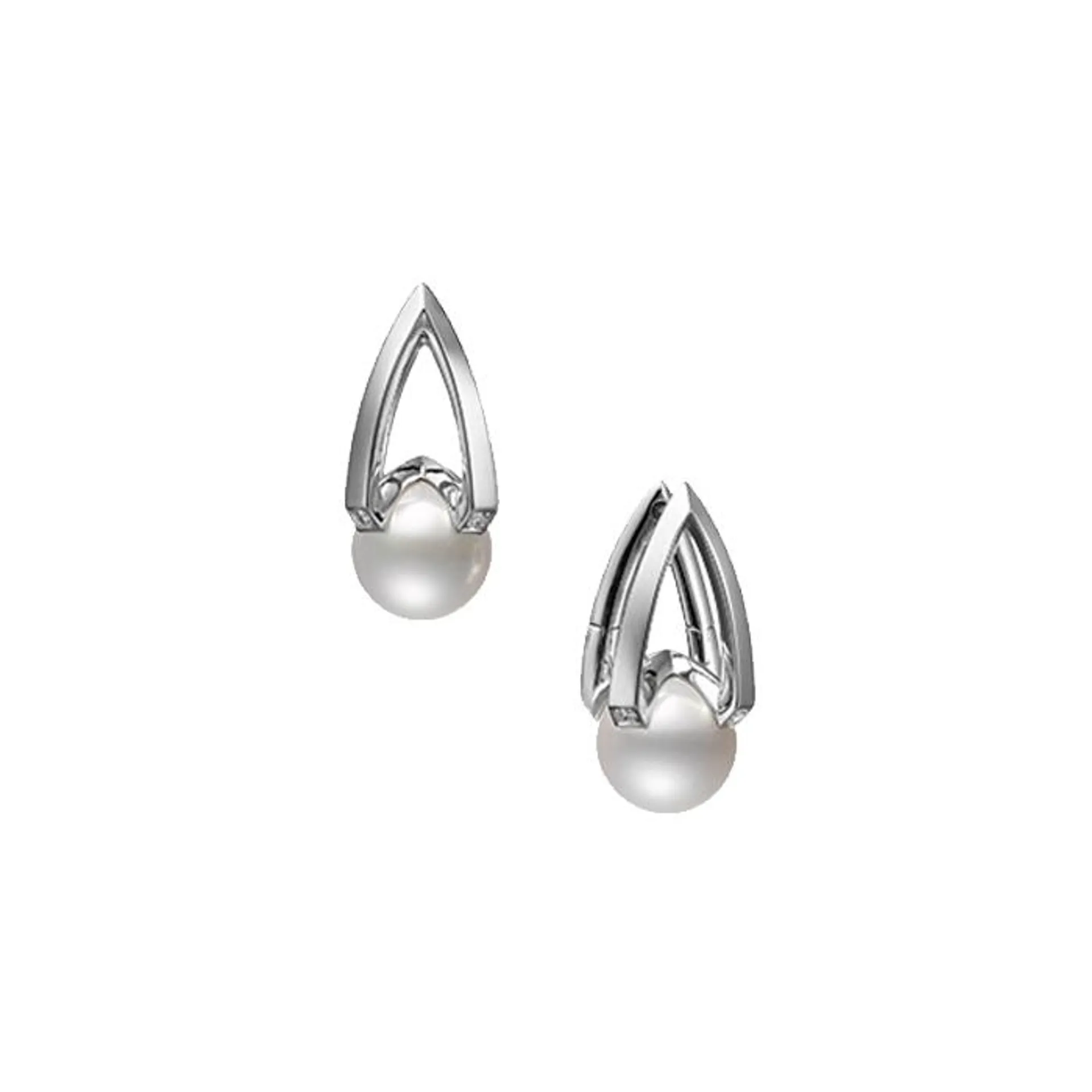 Mikimoto M Collection, Akoya Pearl and Diamond Set Earring in 18K White Gold