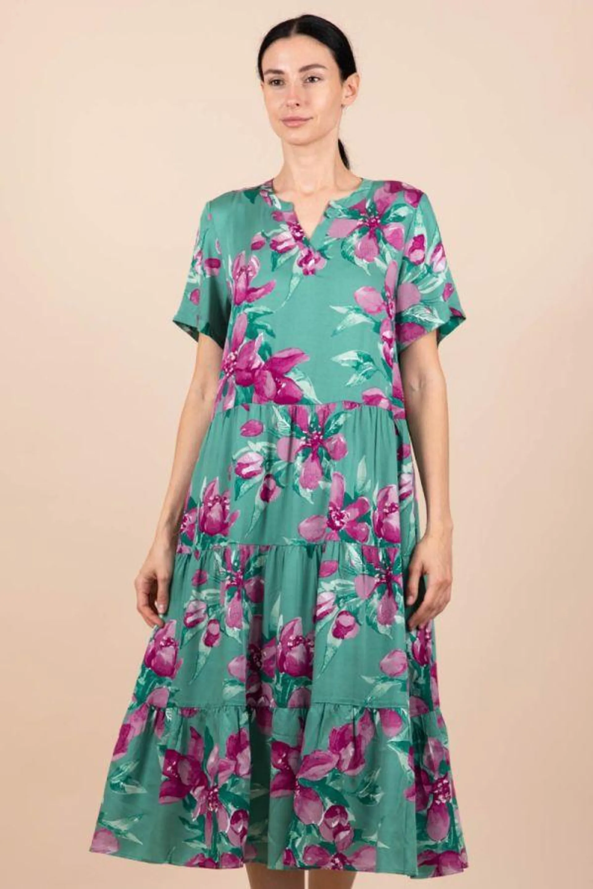 Ladies Green Floral Dress