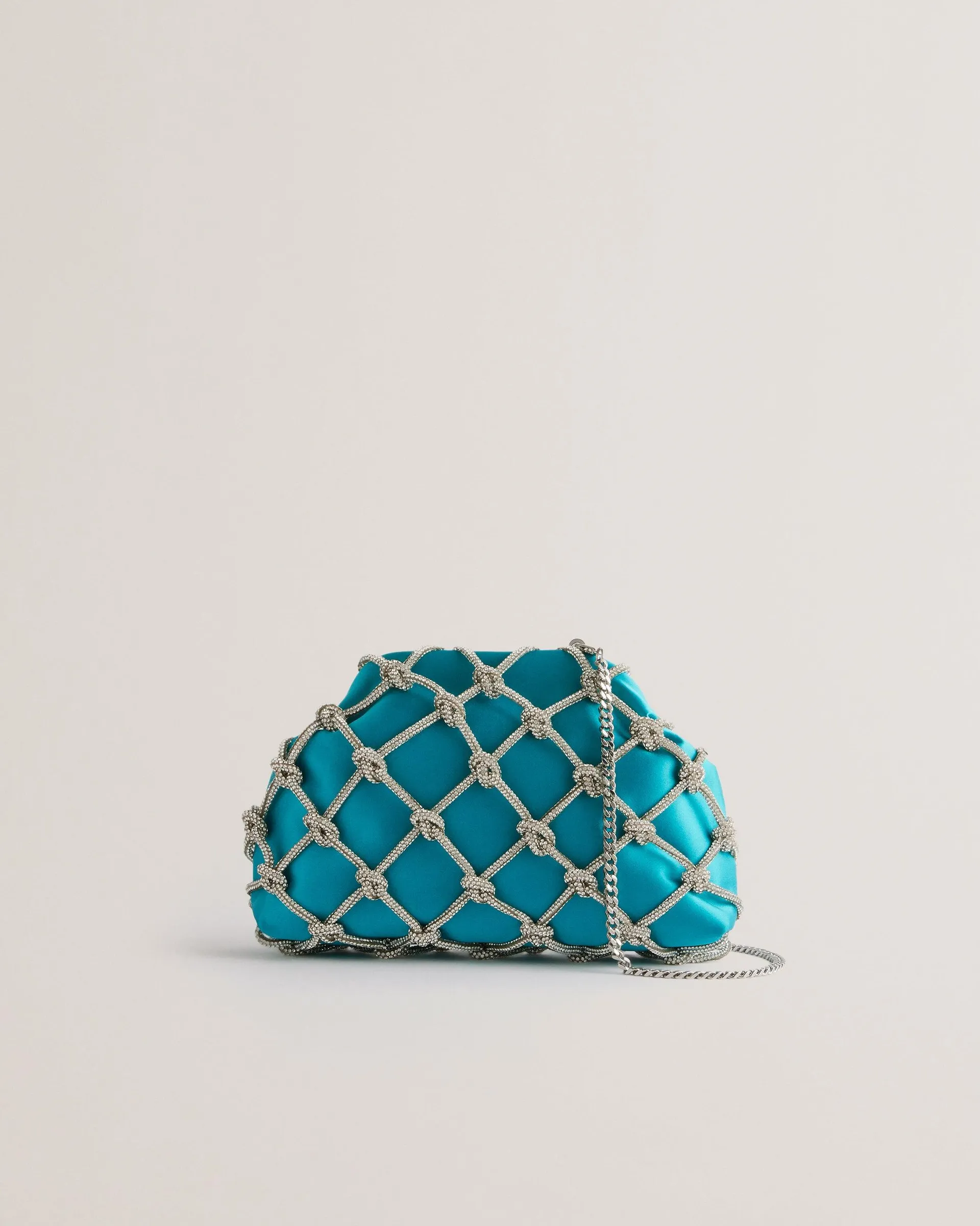 Kylar Crystal Clutch Bag Teal-Blue