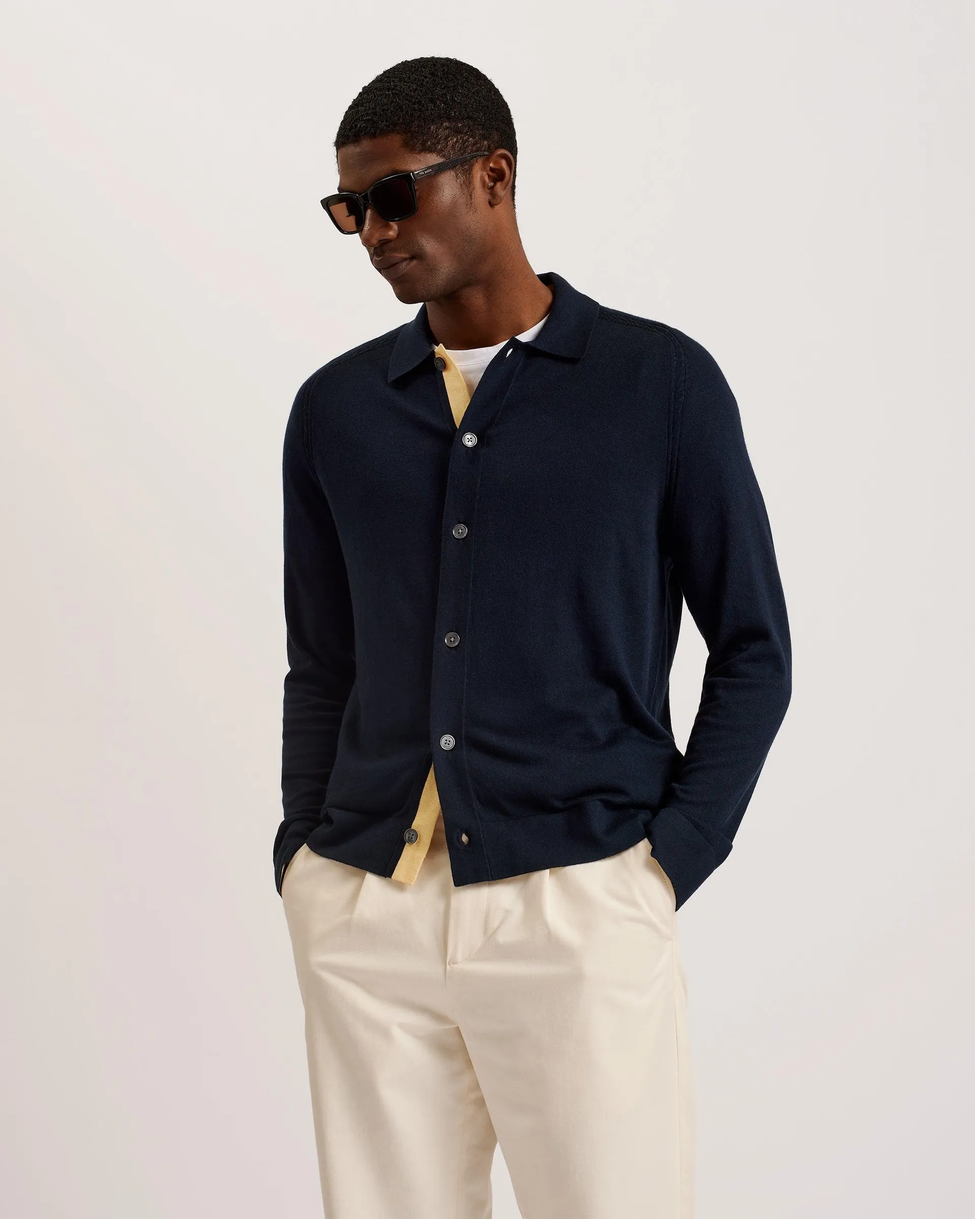 Jeorg Ls Regular Button Through Shirt Navy