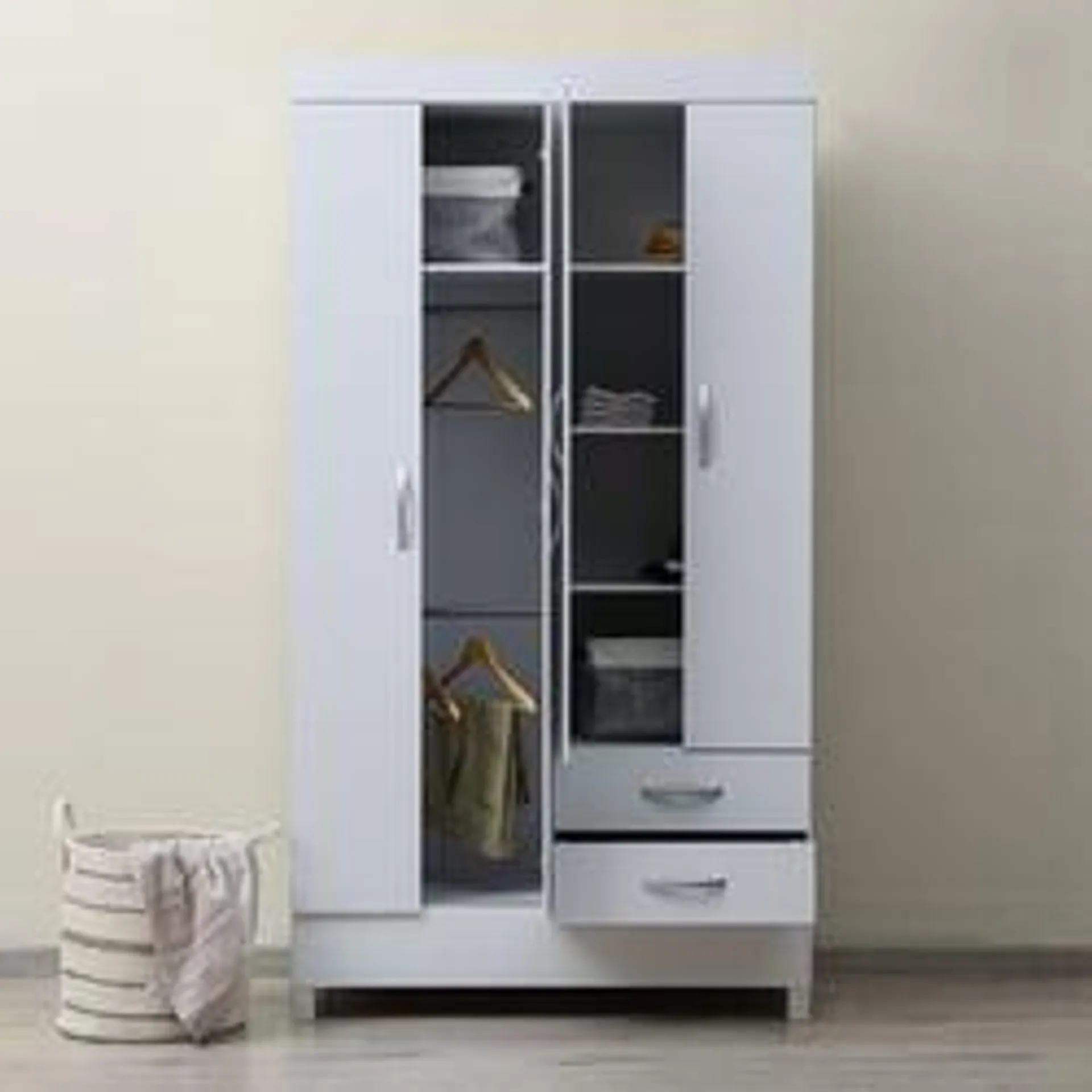 clean 4 door wardrobe with 2 drawers