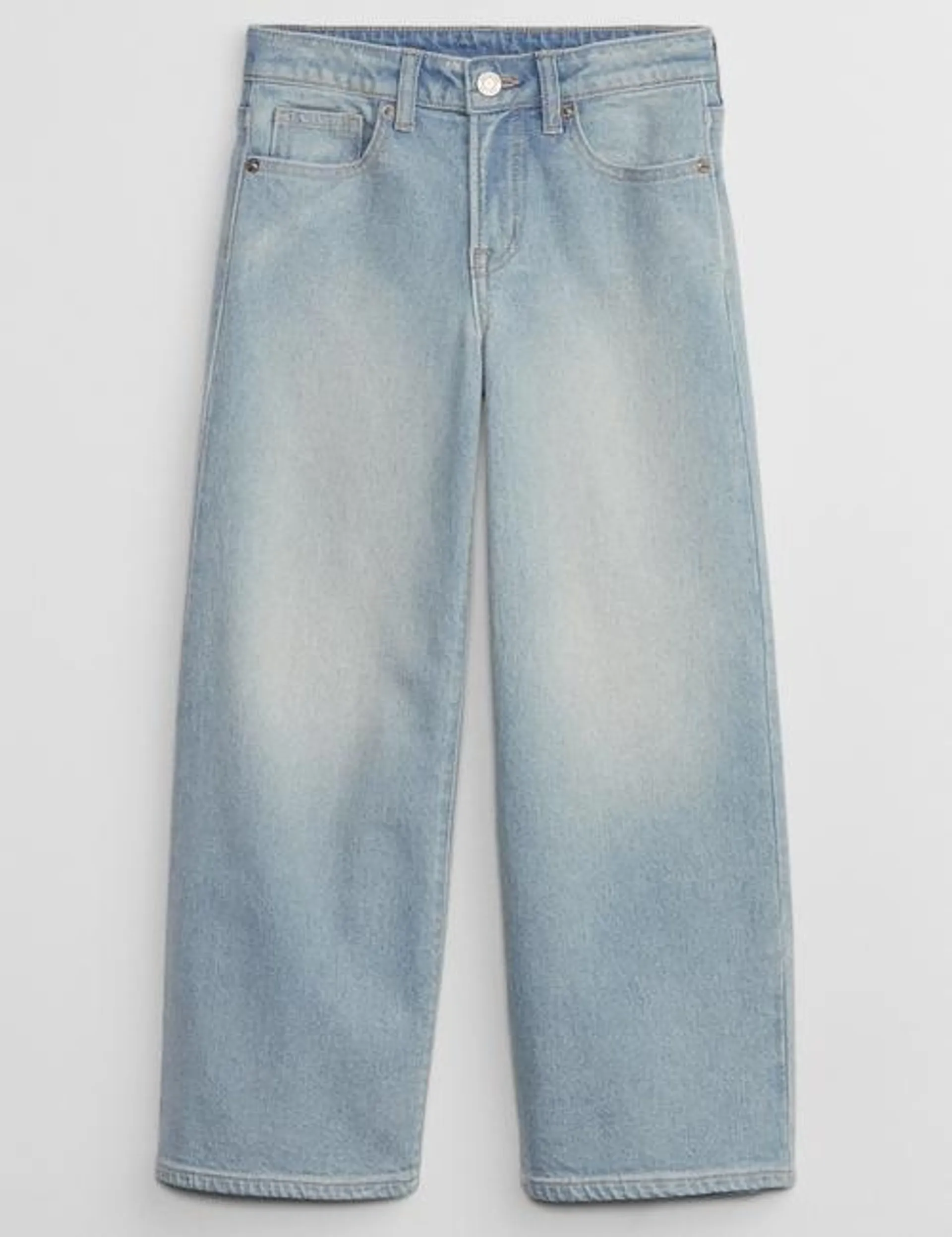 Kids High Rise Wide-Leg Ankle Jeans