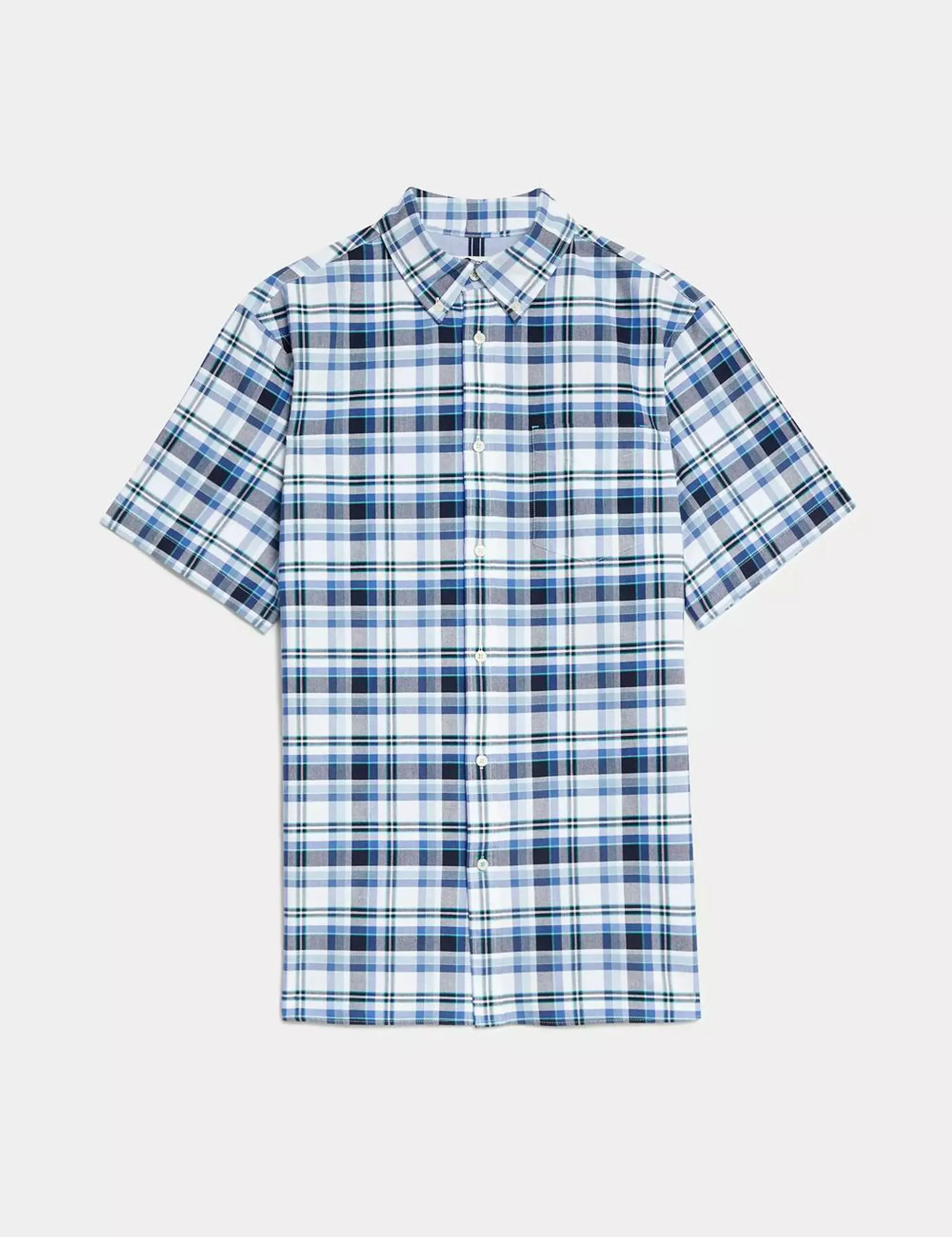 Easy Iron Pure Cotton Check Oxford Shirt