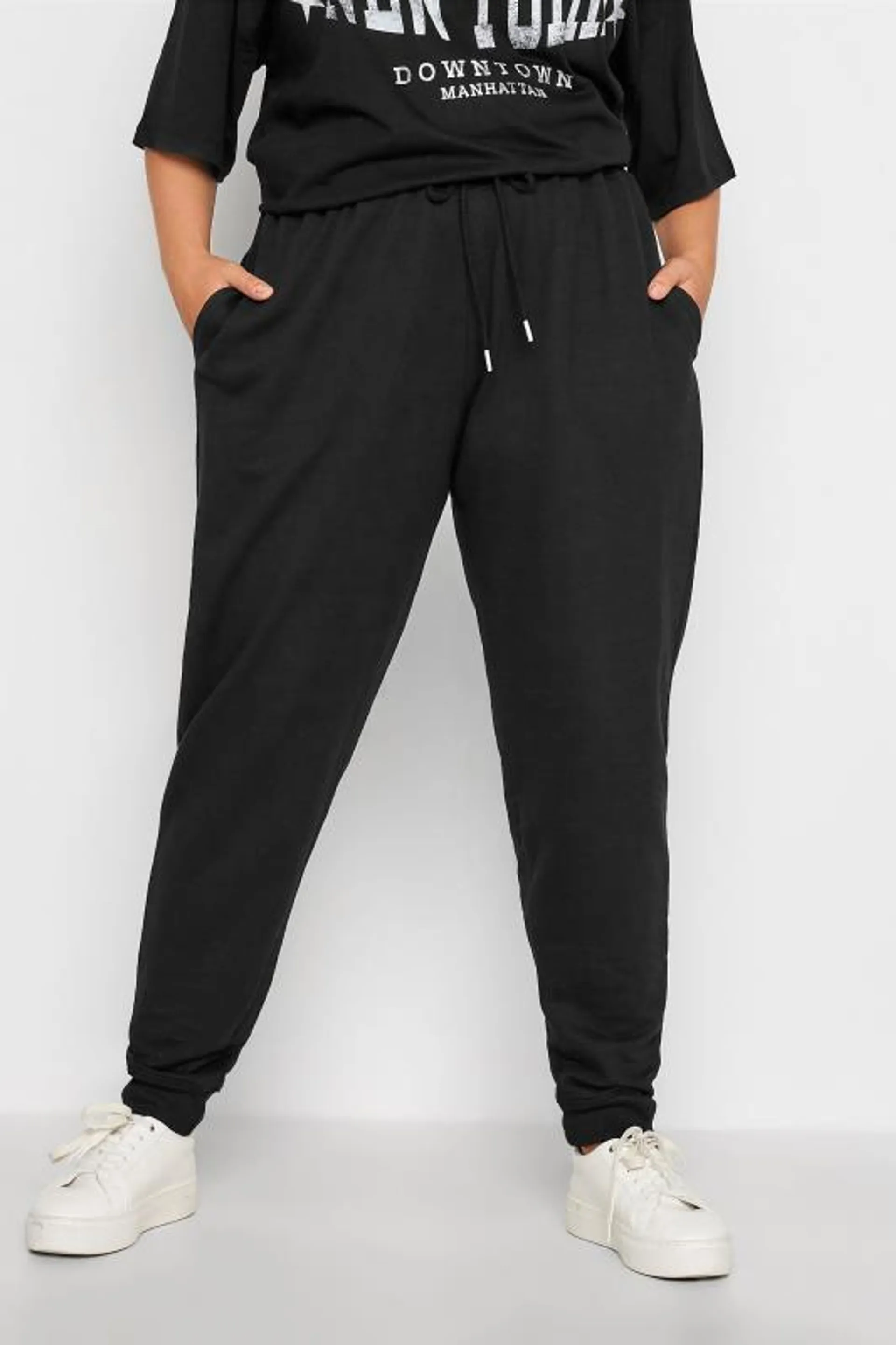 YOURS Curve Black Elasticated Stretch Joggers