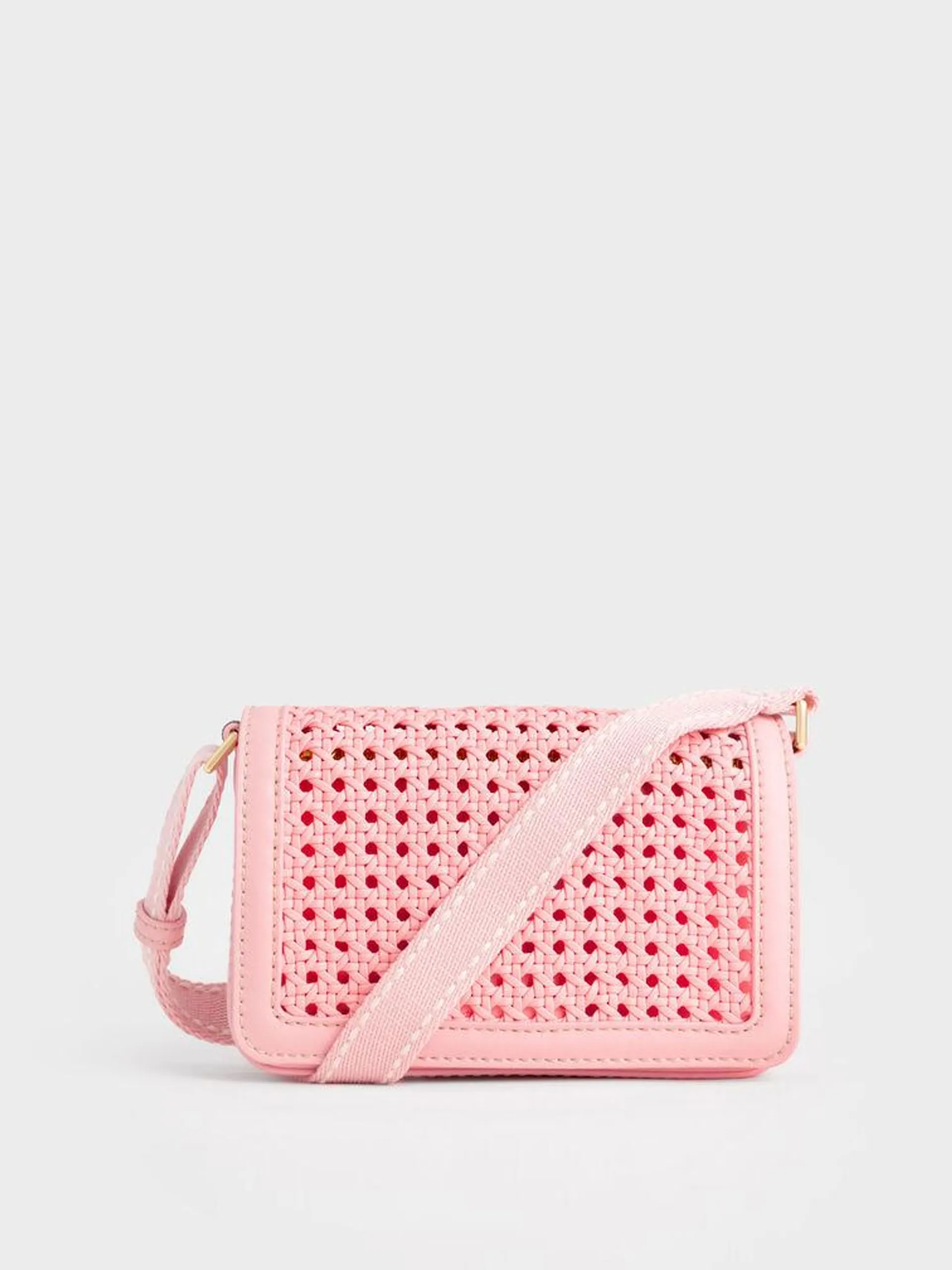 Cecily Woven Shoulder Bag - Light Pink