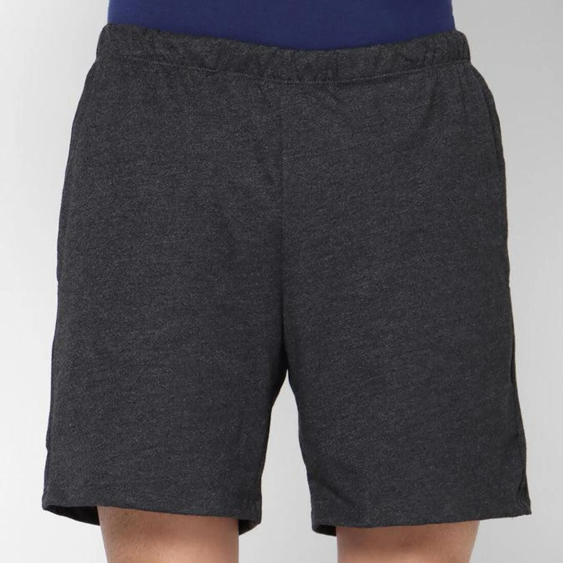Men's Short Straight-Cut Cotton Fitness Shorts 100 With Key Pocket