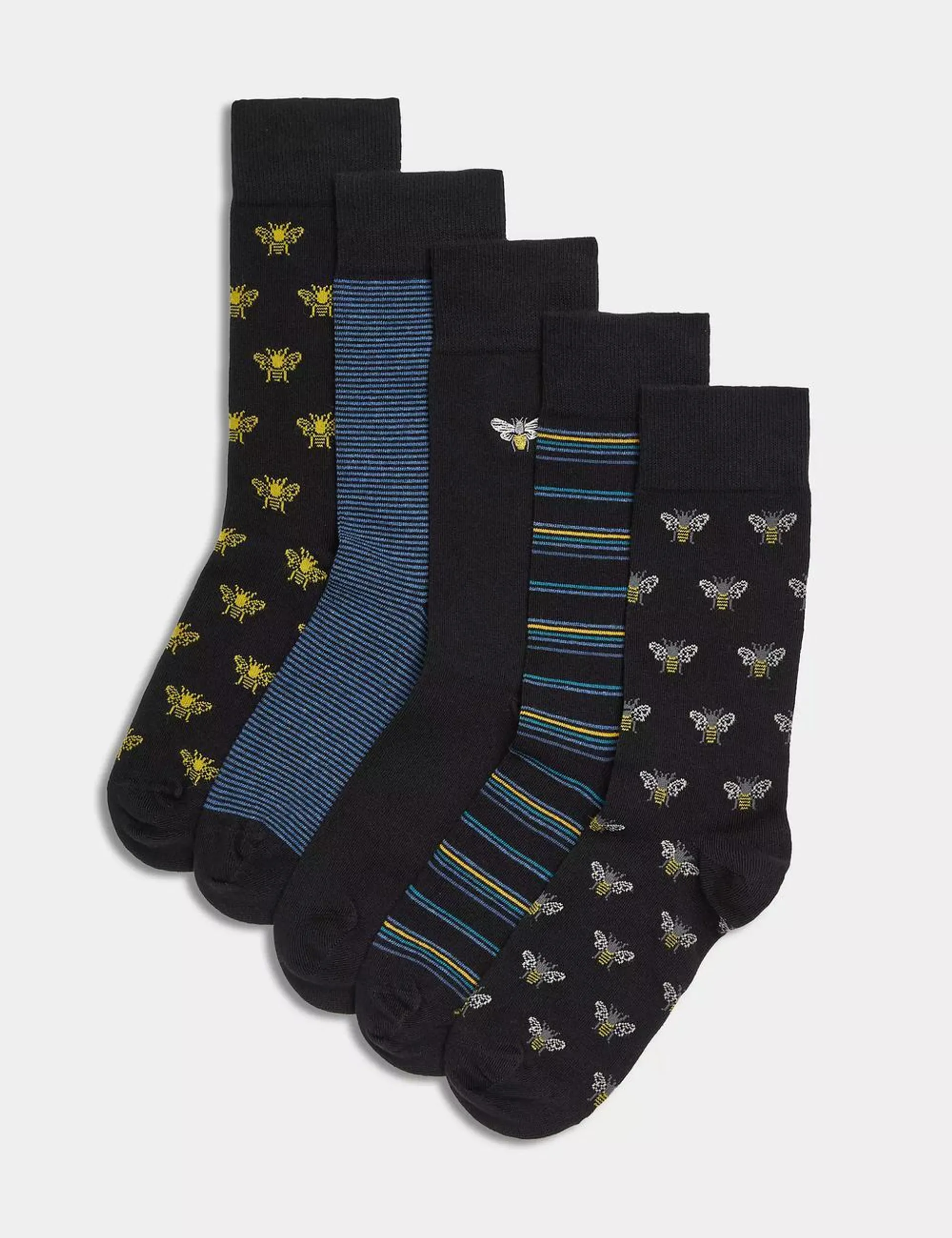 5pk Cool & Fresh™ Bee Cotton Rich Socks