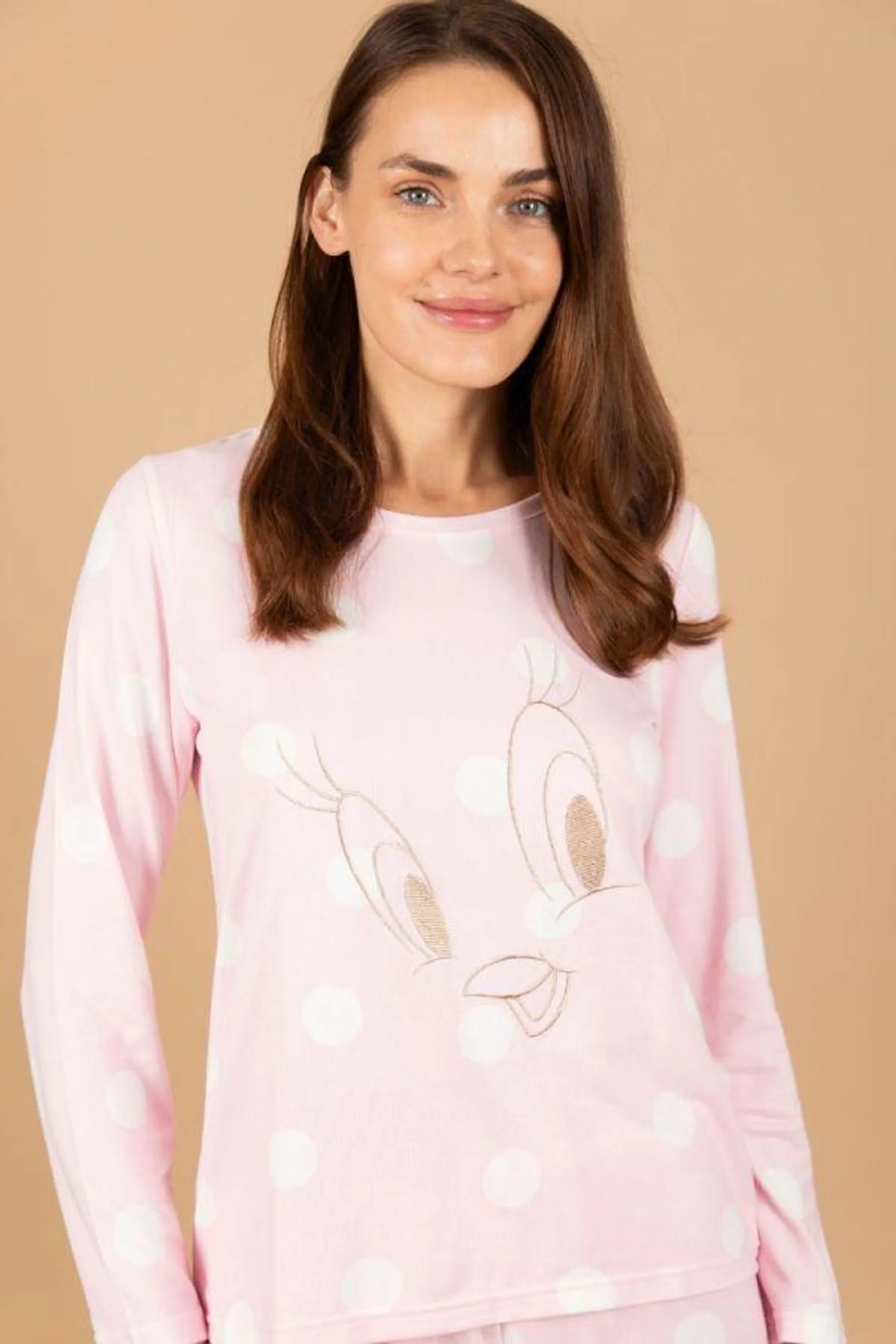 Ladies Pink Polka Tweety Top