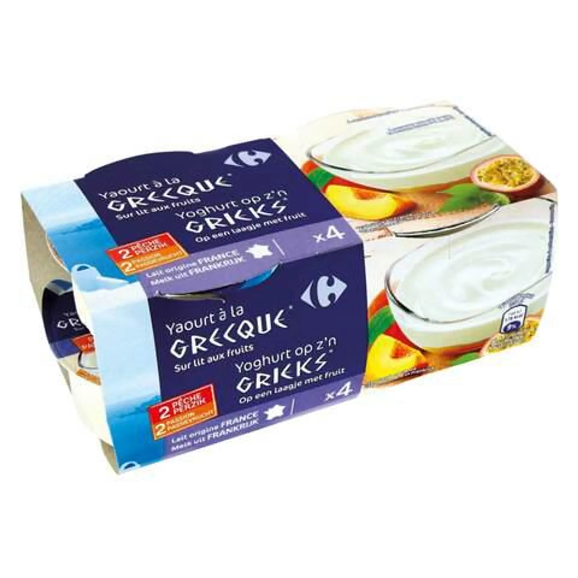 Carrefour Peach And Passion Fruit Greek Yoghurt 150g Pack of 4
