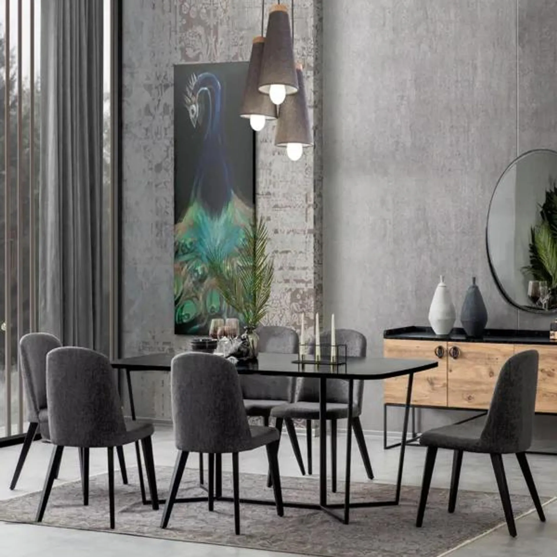 Loft 7 Pcs. Dining Set – Black