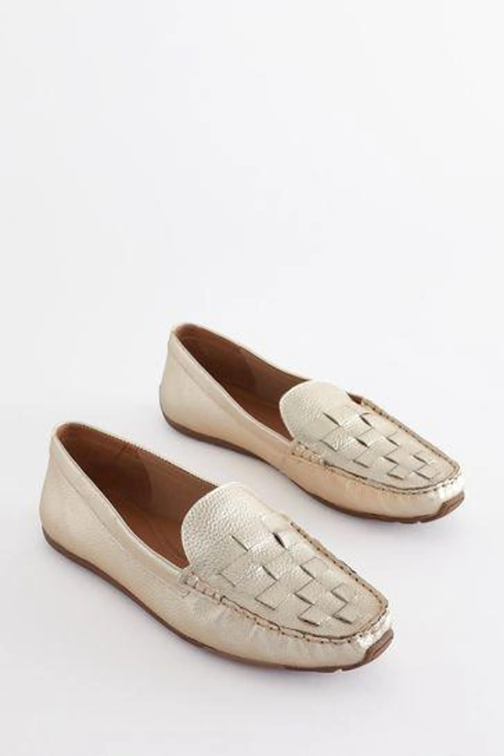 Forever Comfort® Leather Weave Driver Shoes