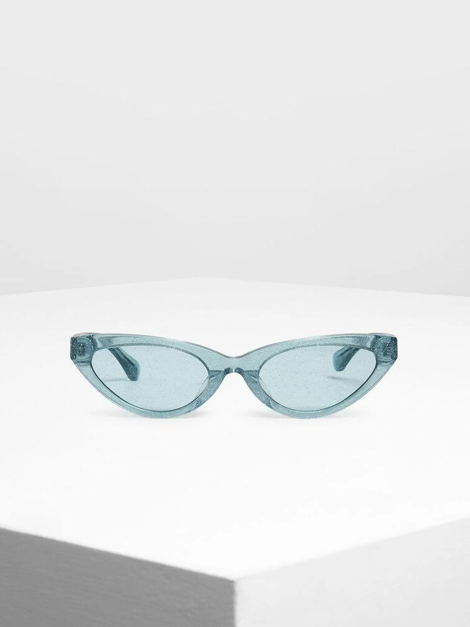 Acetate Oval Frame Sunglasses - Teal