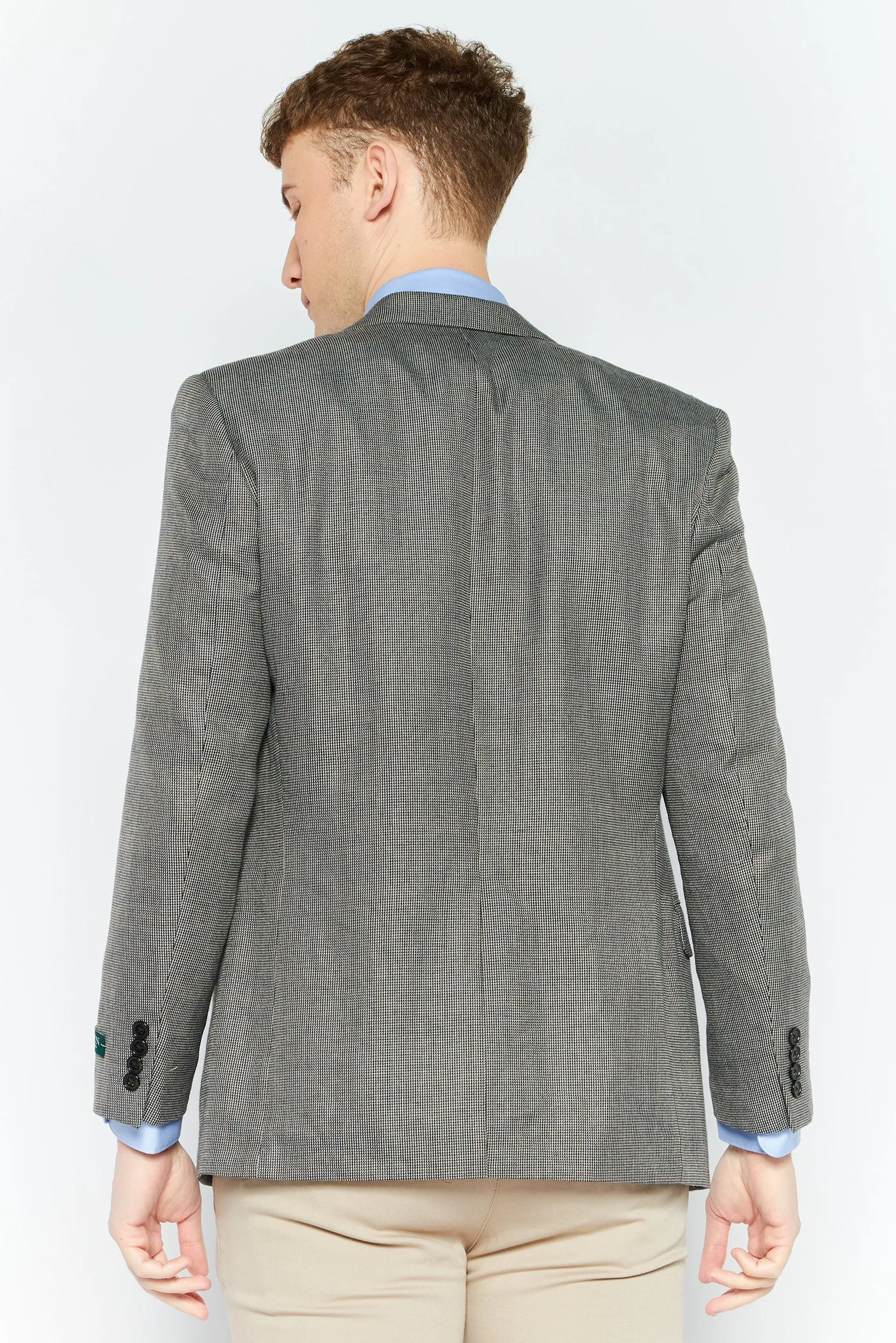 Men Regular Fit Notched Collar Textured Blazer Jacket, Grey