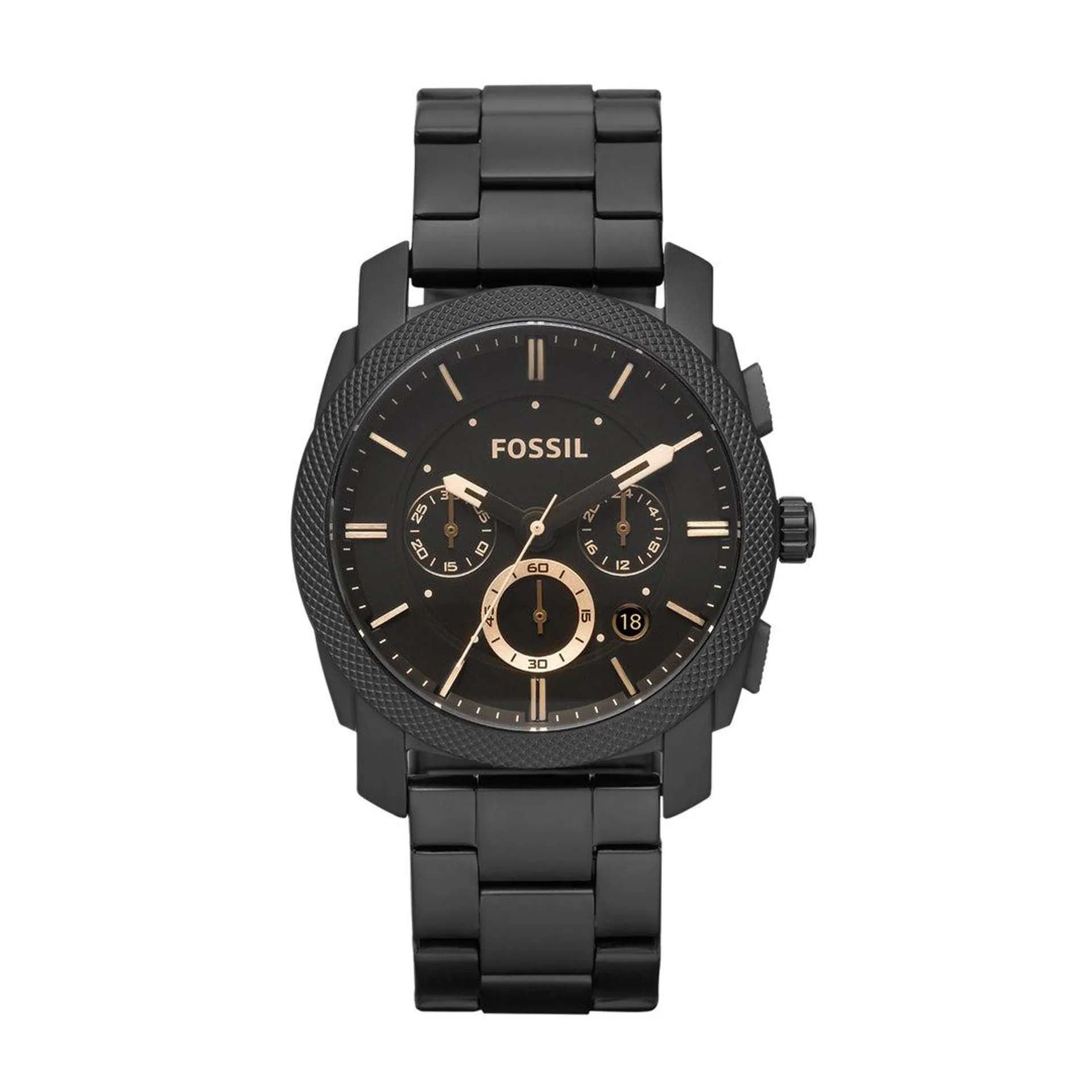 Fossil Machine Mid-Size Chronograph Black Stainless Steel Watch