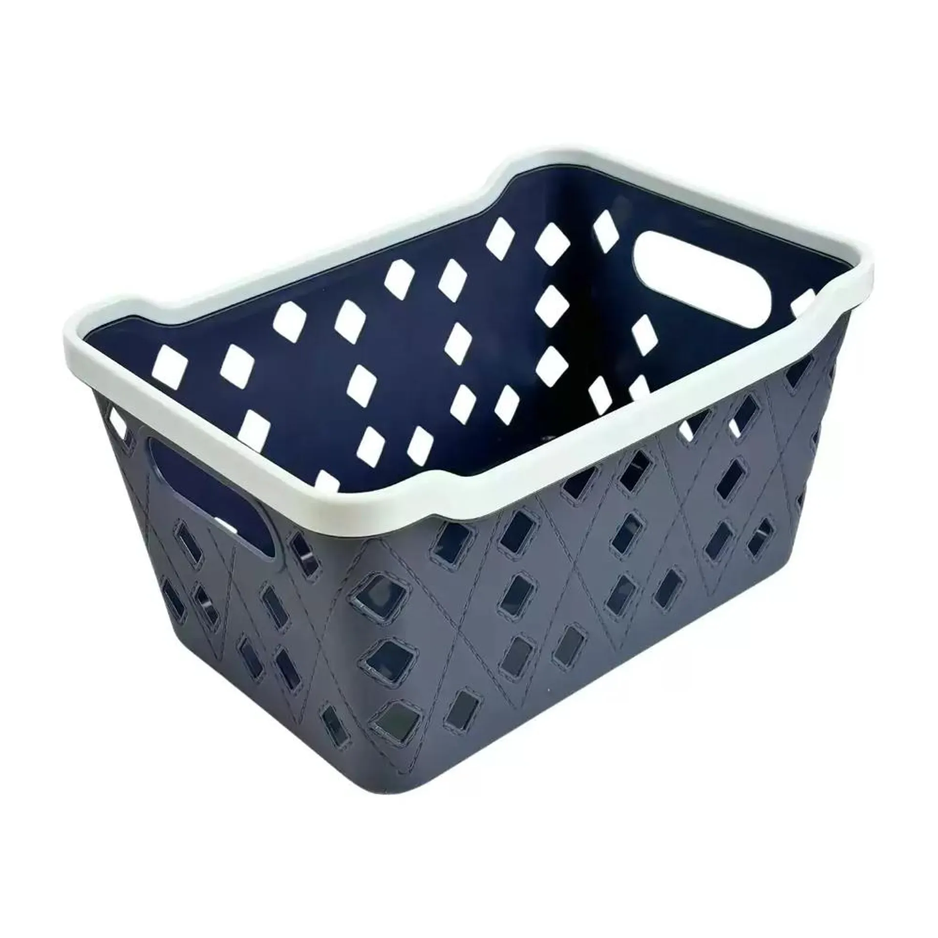 Multipurpose Plastic Storage Organizer Basket With Handles Dark Grey Color- 22X15cm