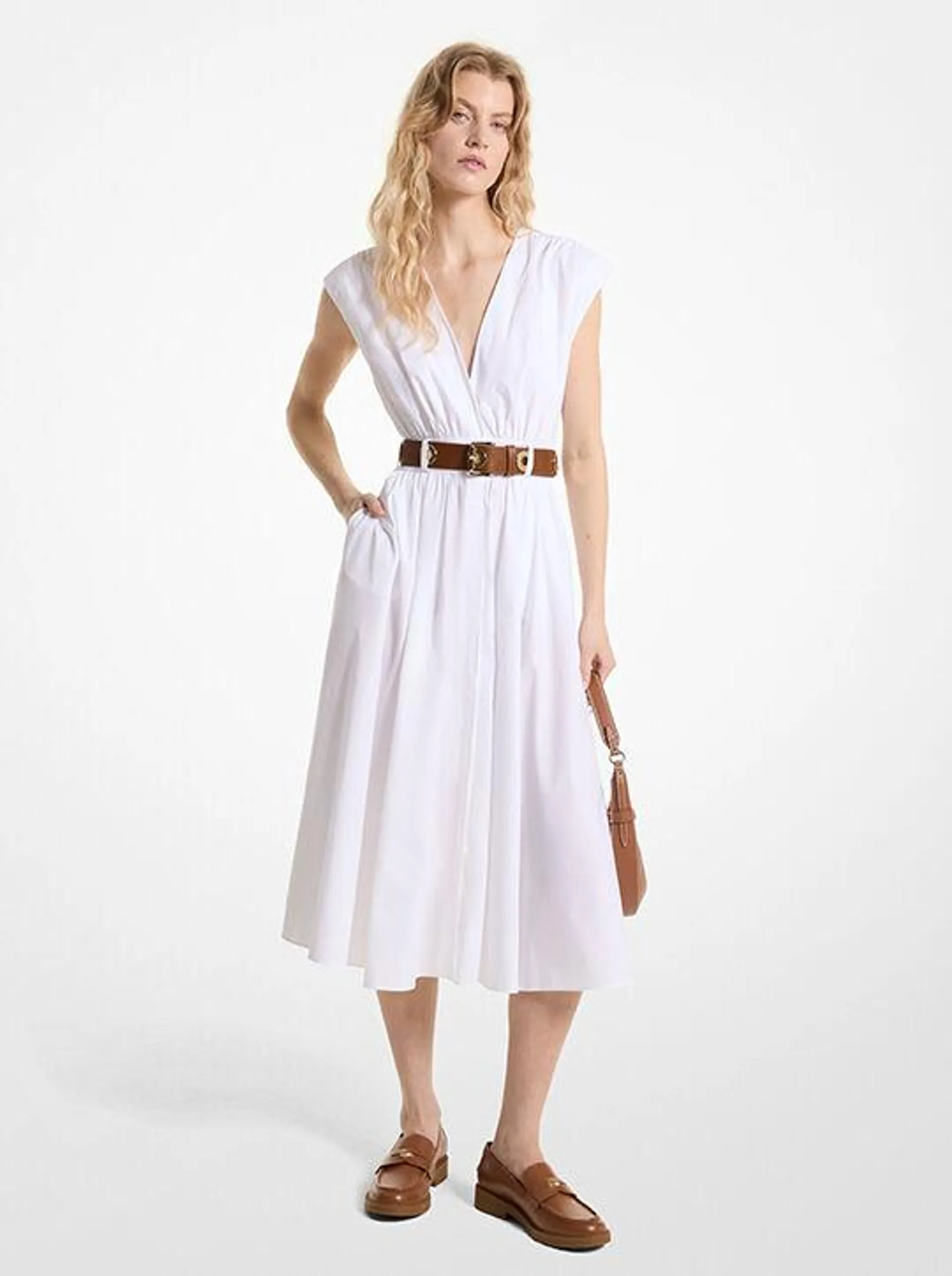 Stretch Organic Cotton Poplin Midi Dress