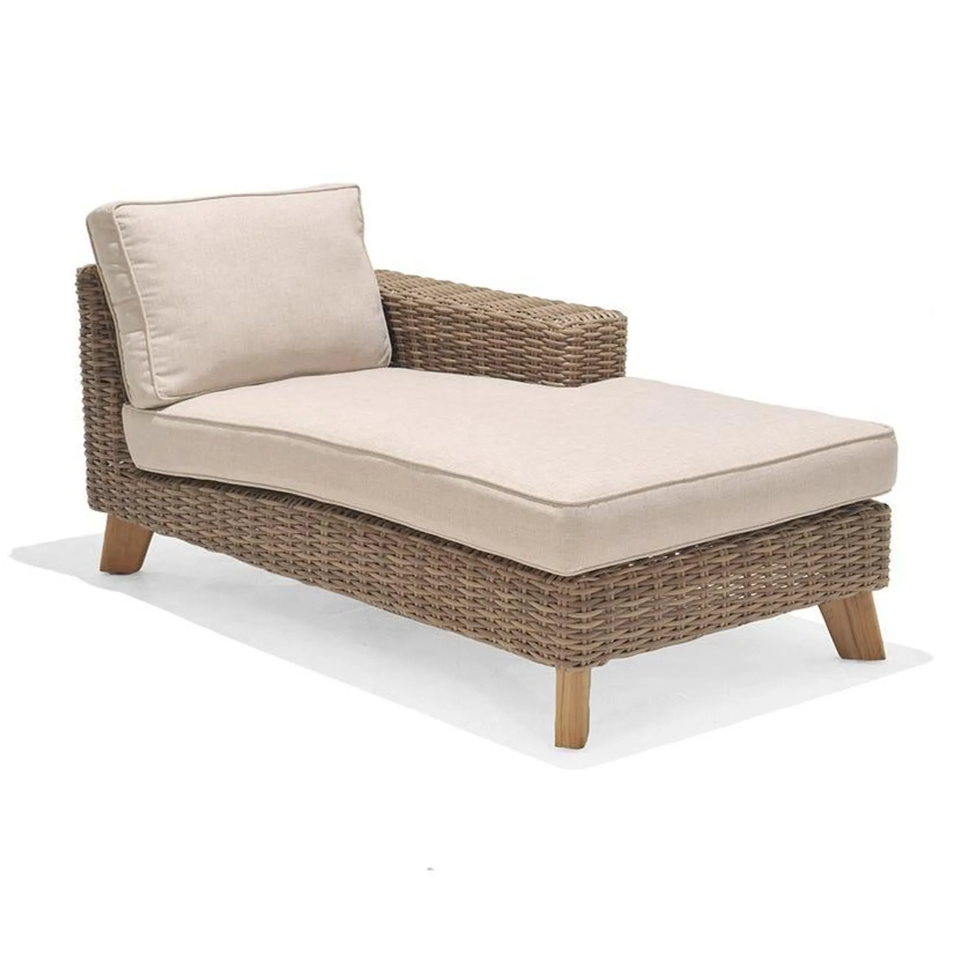 Bahamas Left-Arm Outdoor Chaise Lounge, Beige & Brown